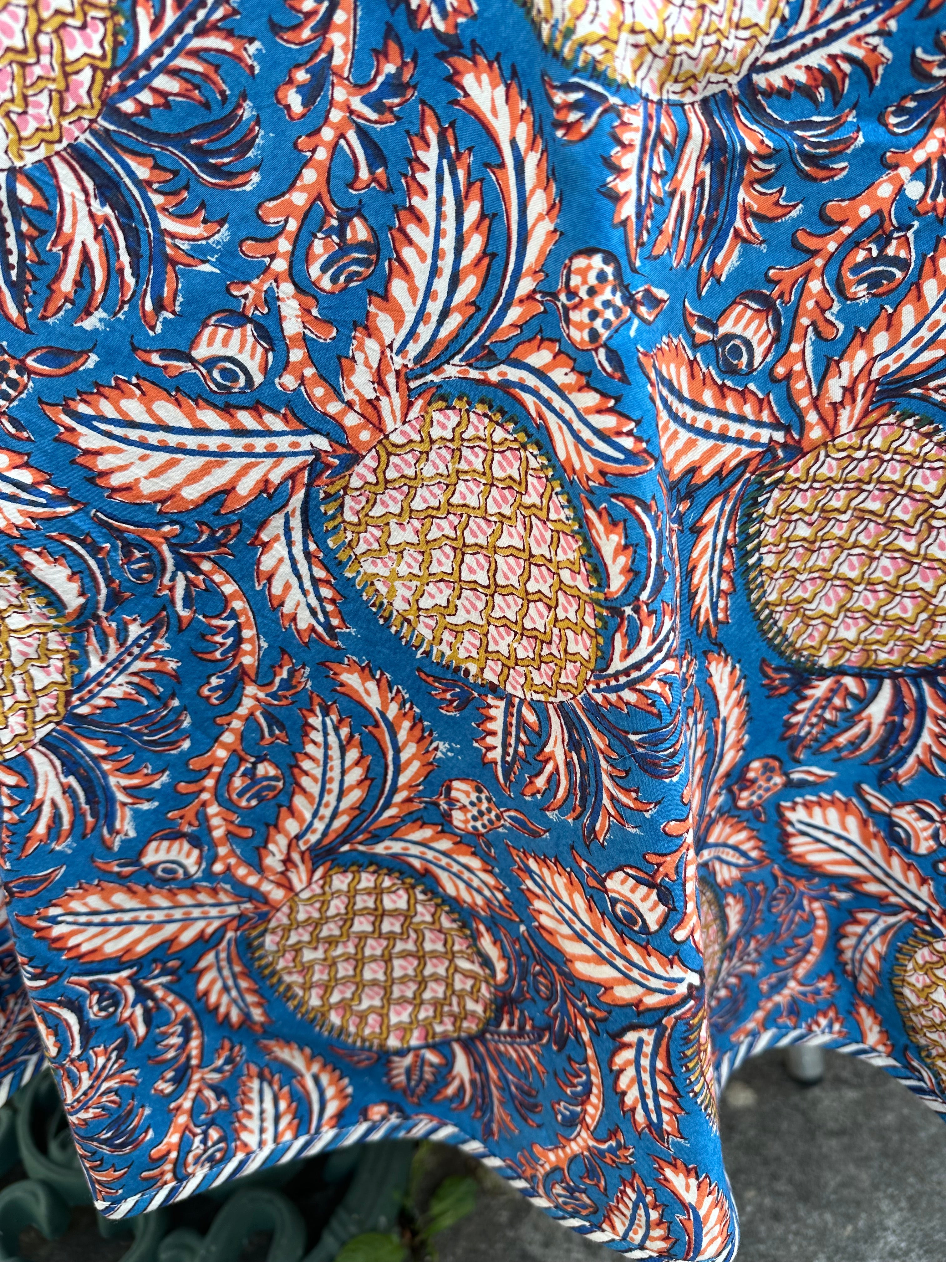 Anokhi Blue Pineapple Tablecloth