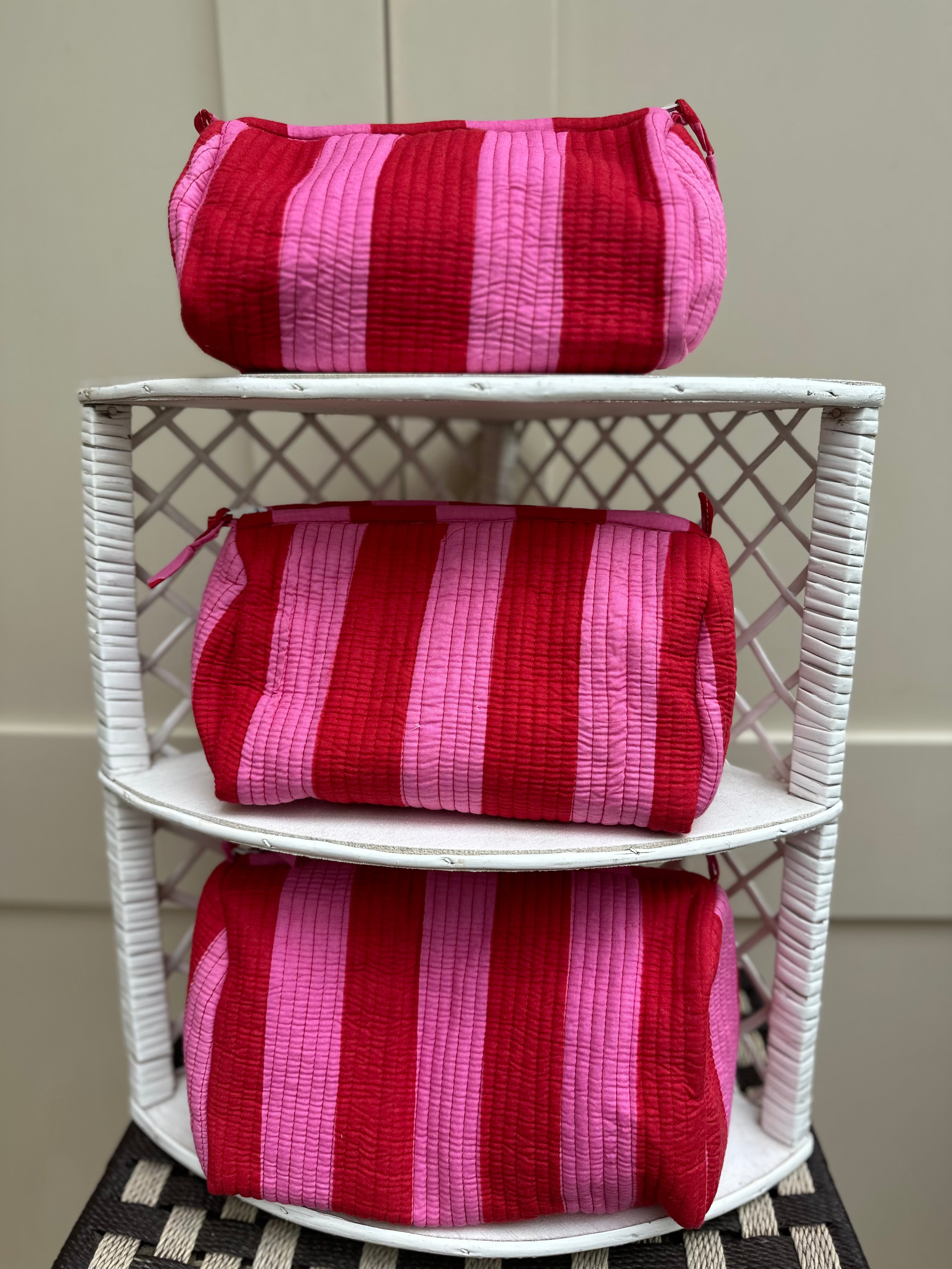 Pink Stripe Sponge Bag