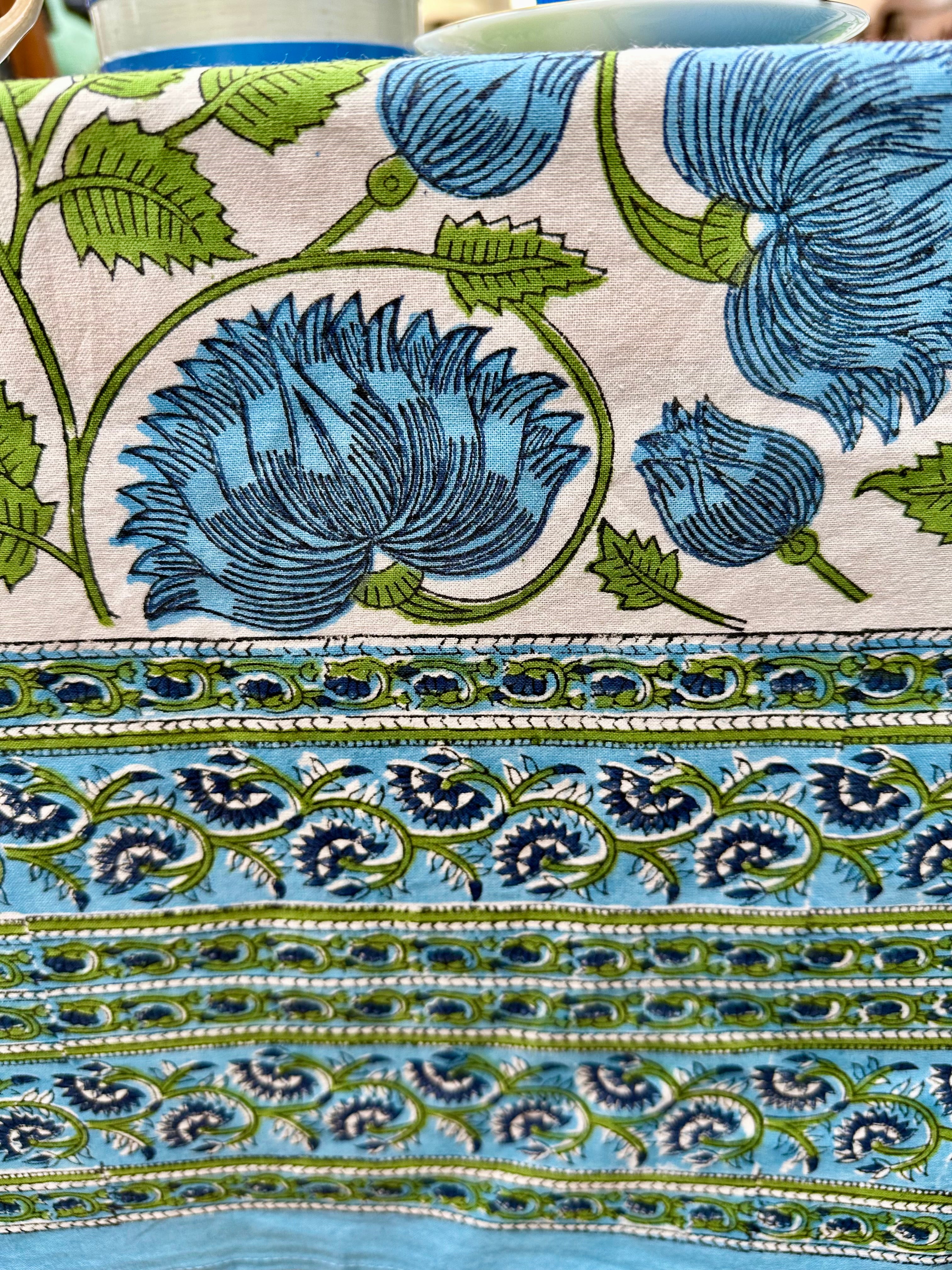 Blue and Leaf Tuscany Tablecloth