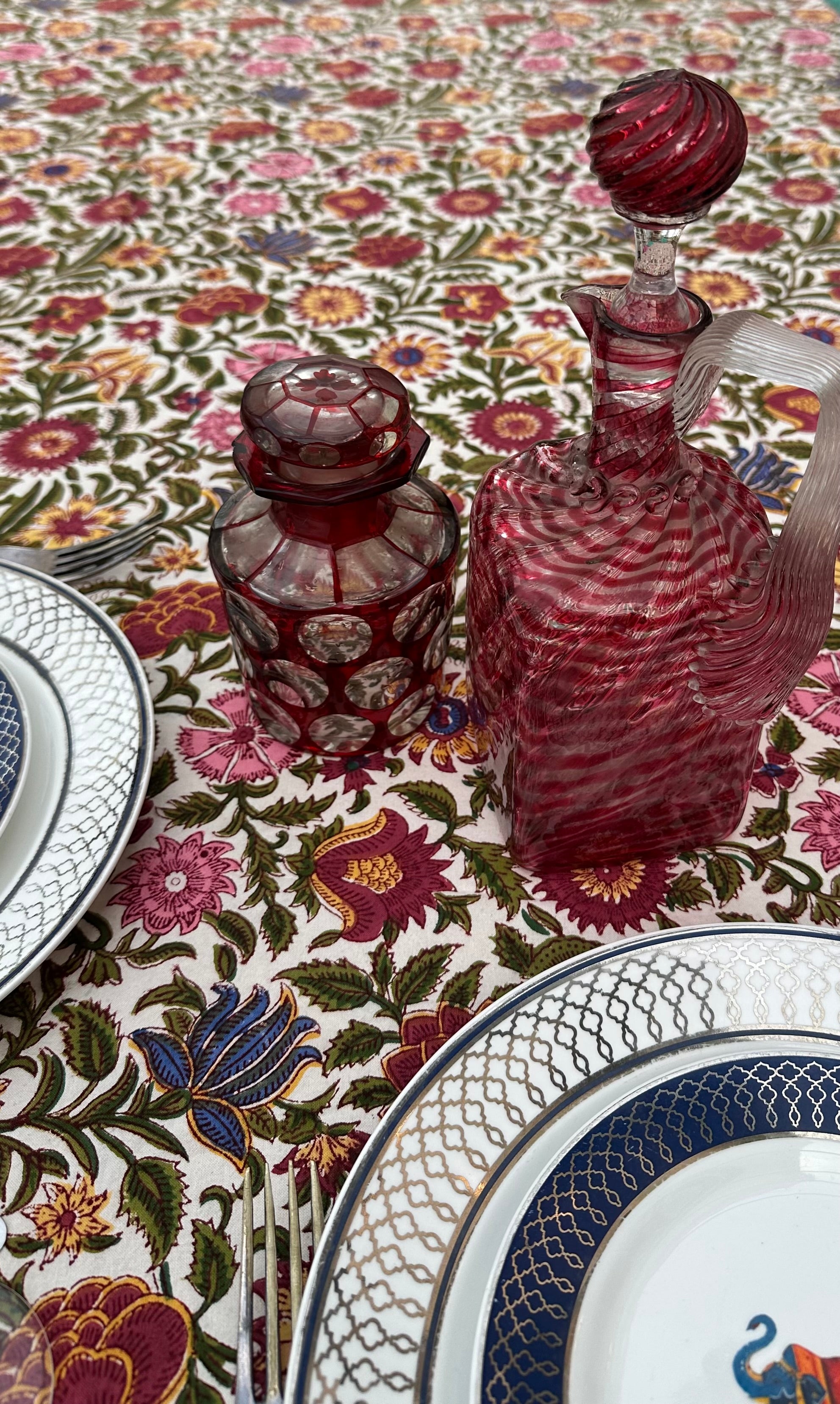 White Anokhi Majorelle Tablecloth