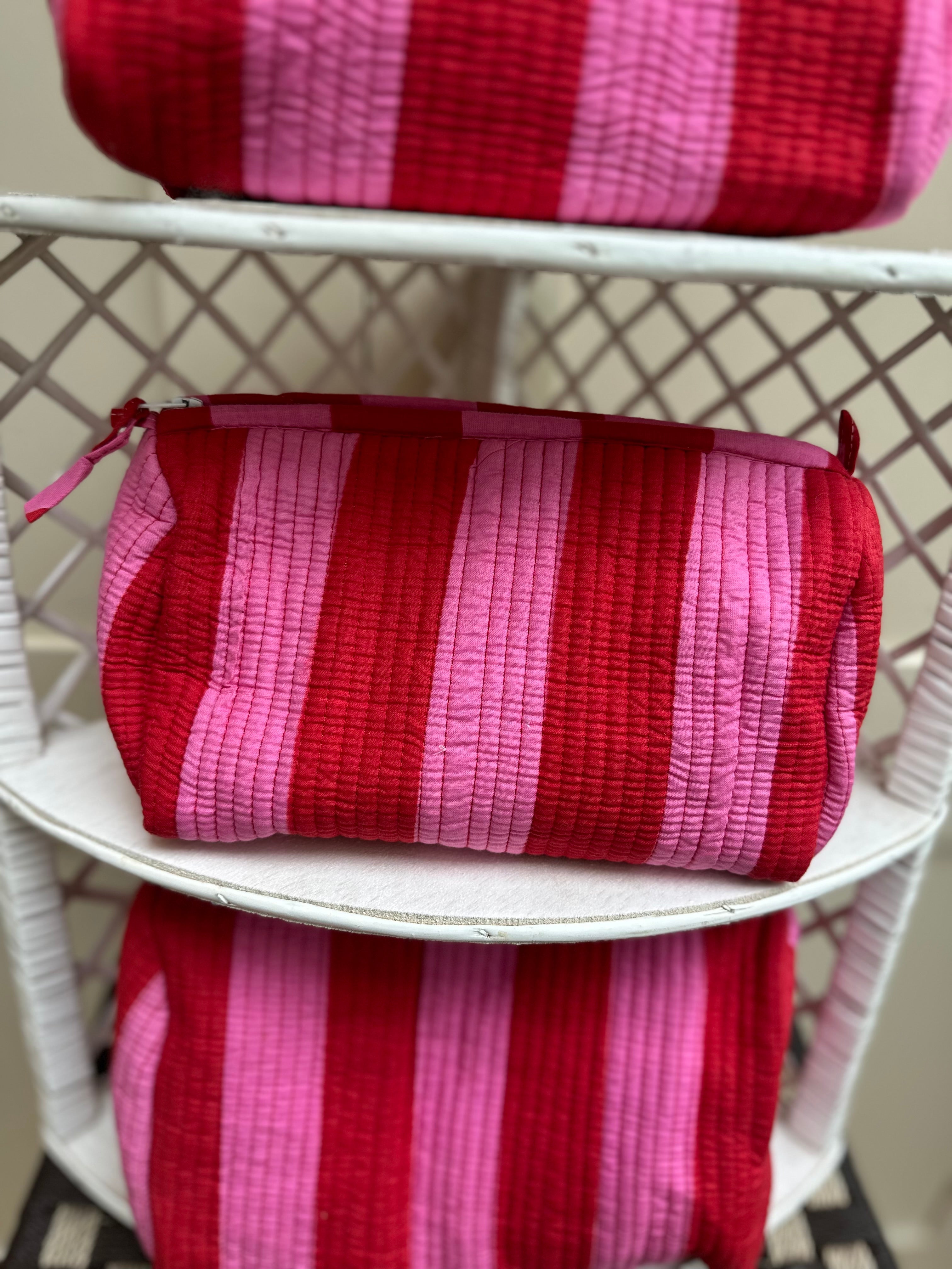Pink Stripe Sponge Bag
