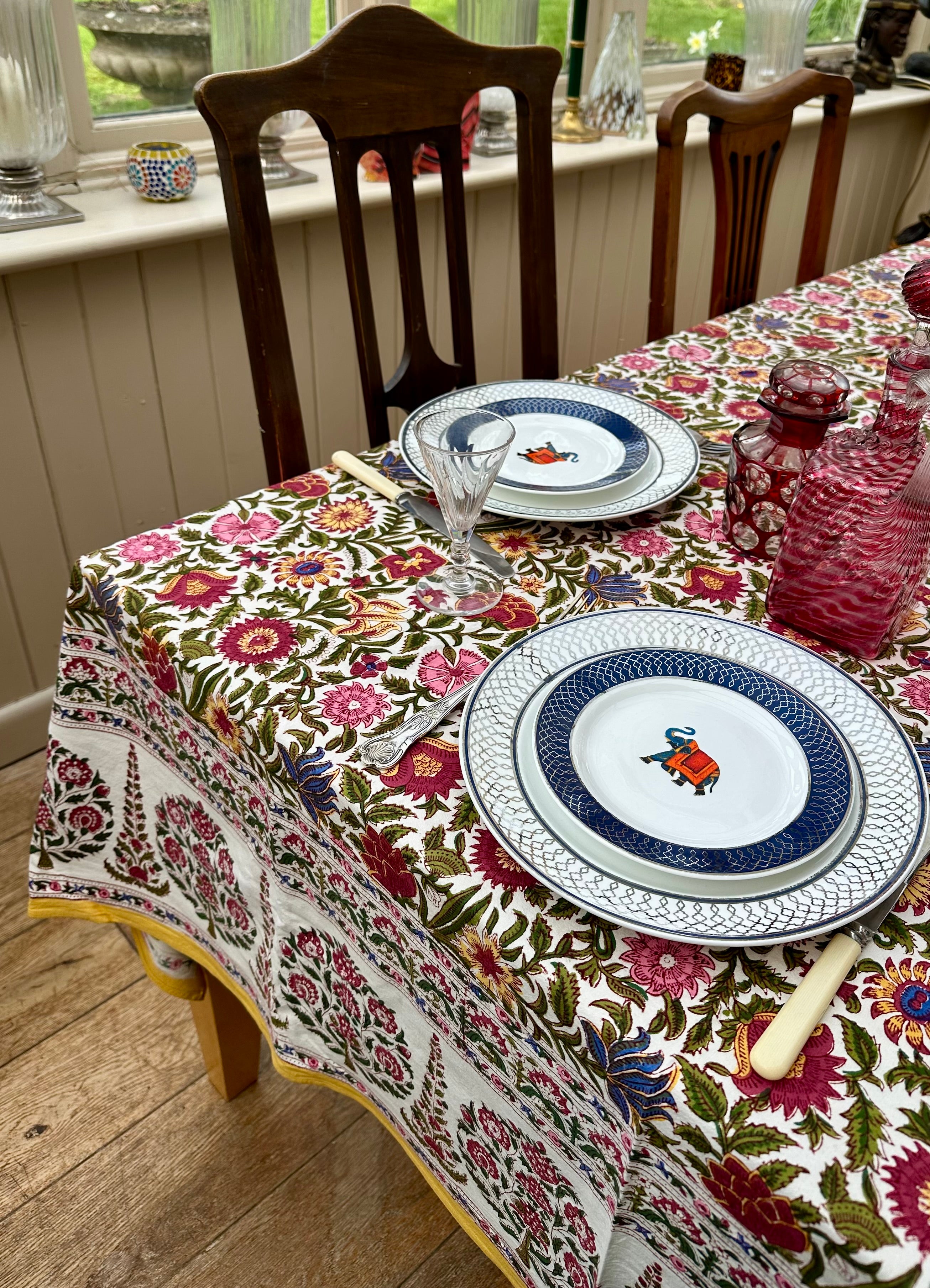 White Anokhi Majorelle Tablecloth