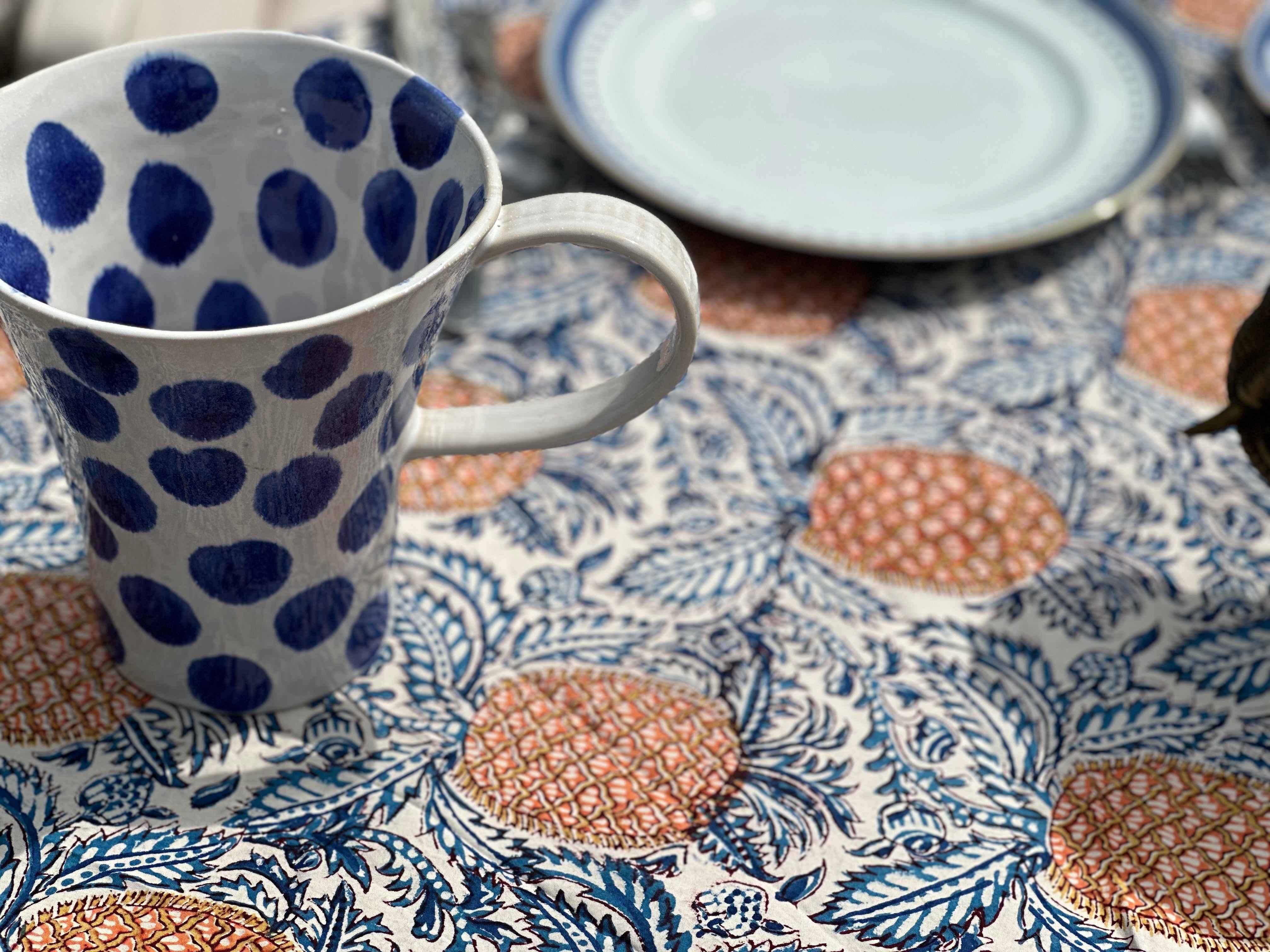 Anokhi Cream Pineapple Tablecloth