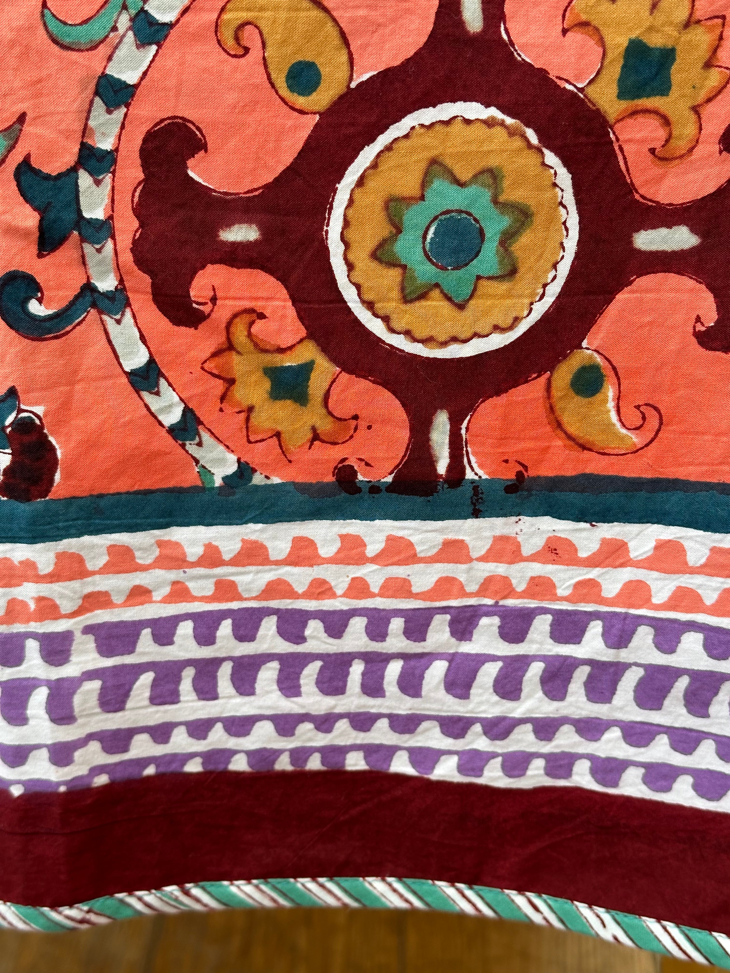 Anokhi Orange Suzani Tablecloth