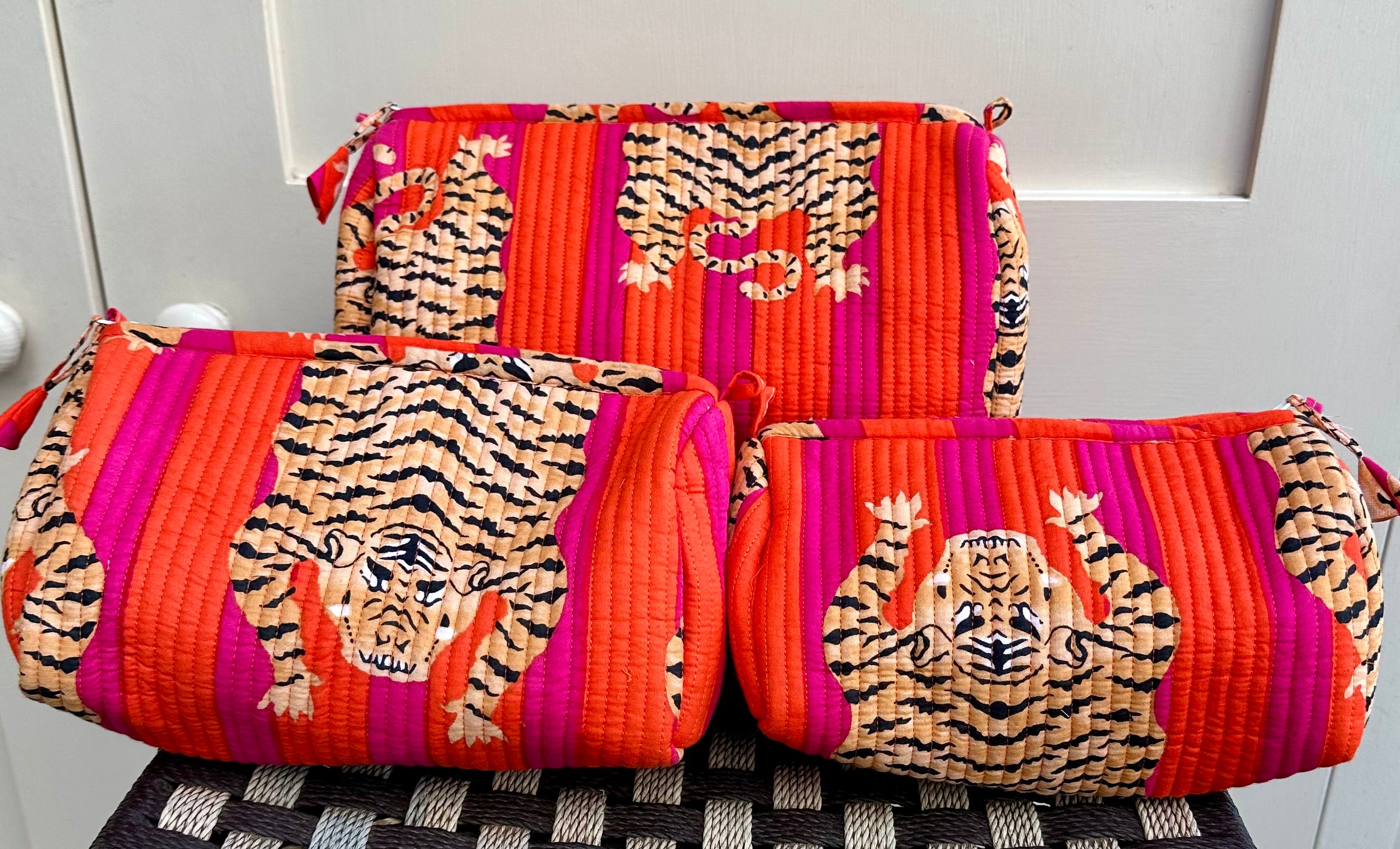 Pink and Orange Tiger Stripe Washbag