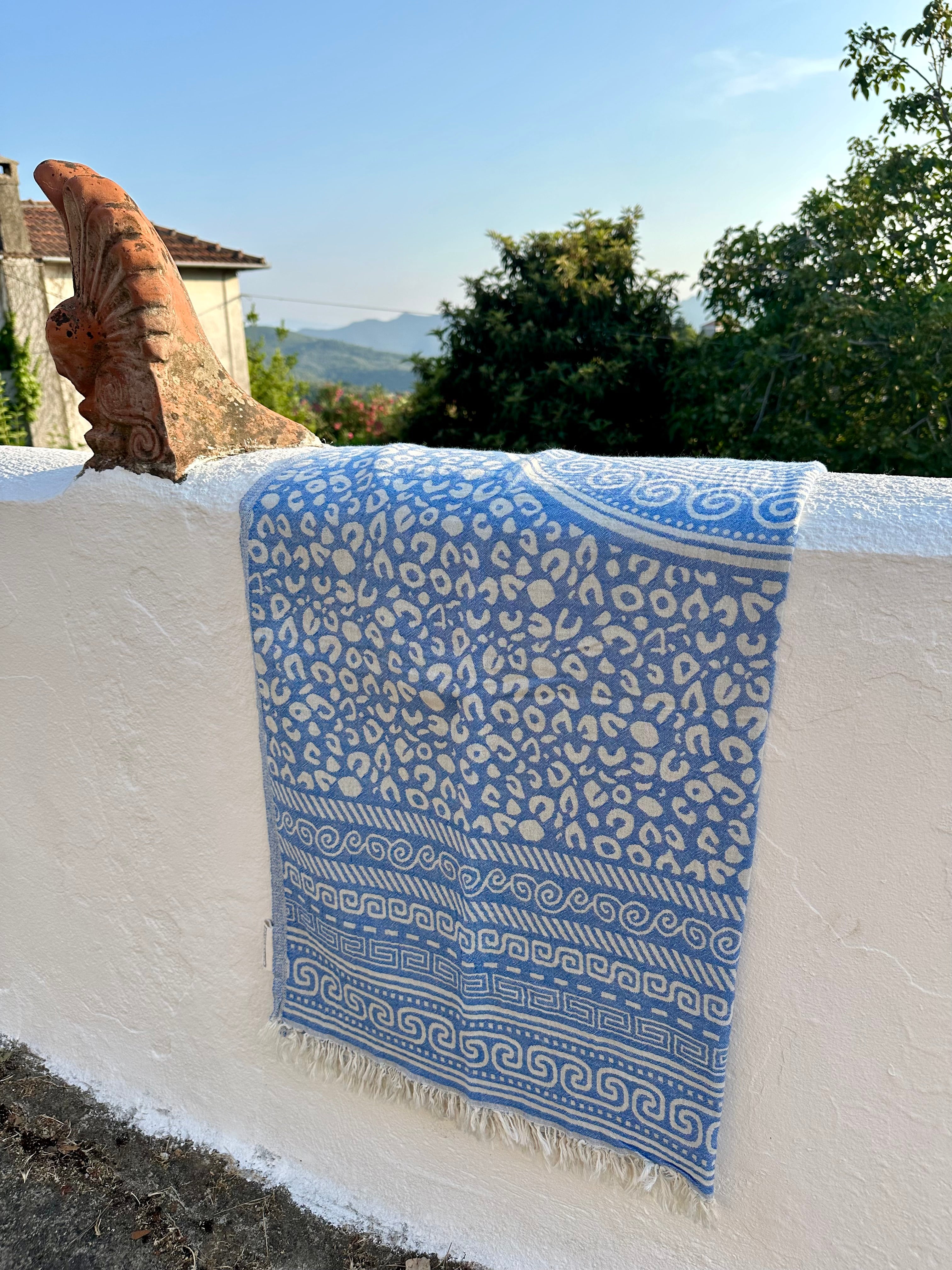 Mythos Blue Greek Towel