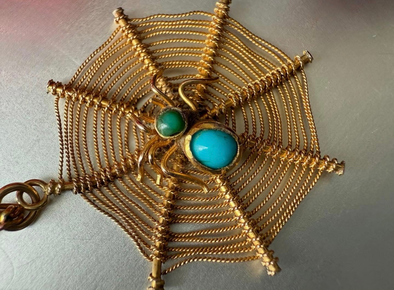 Edwardian Spider and Web pendant and chain