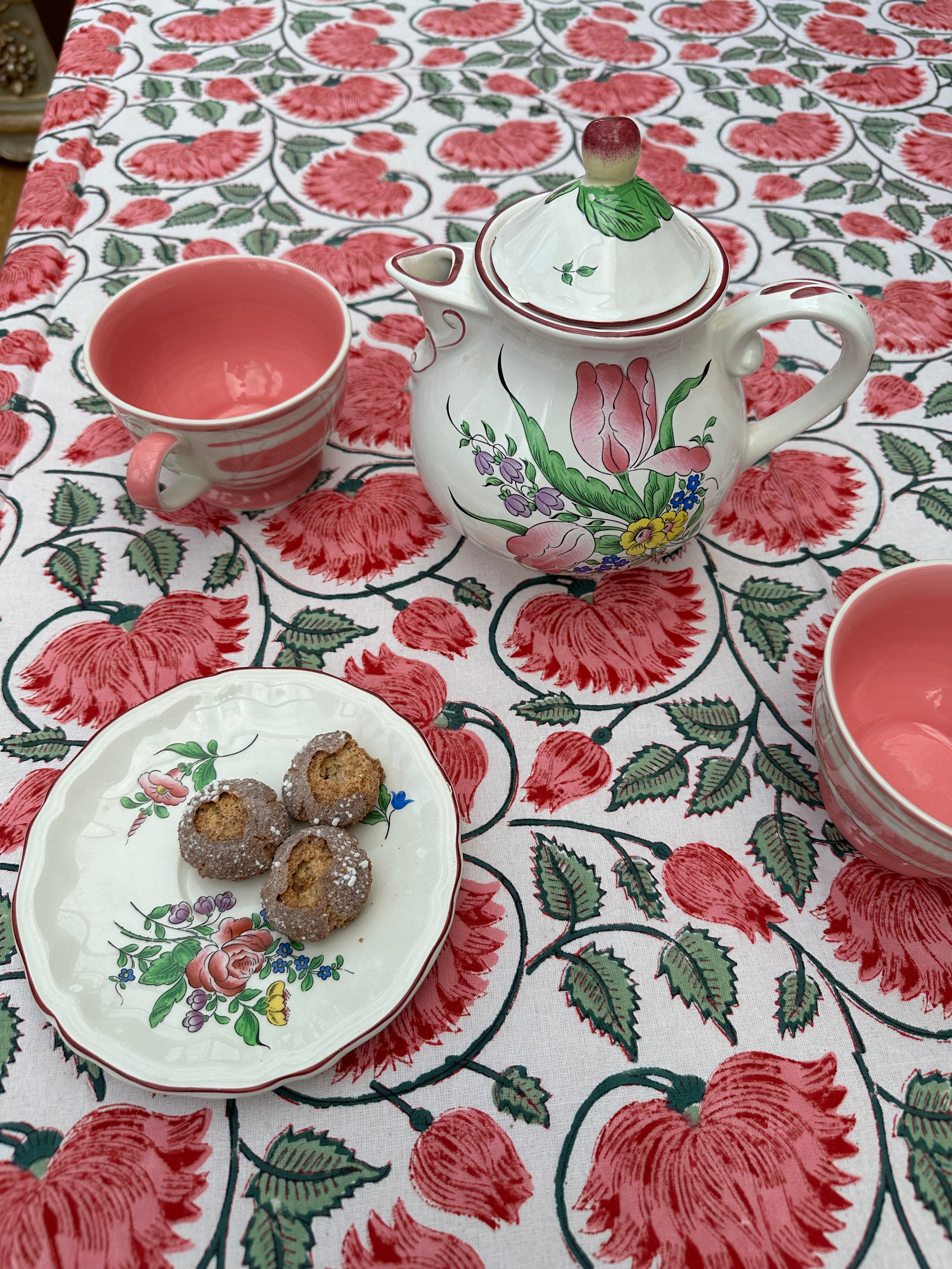 Wild Bazaar Pink and White Tuscany Tablecloth