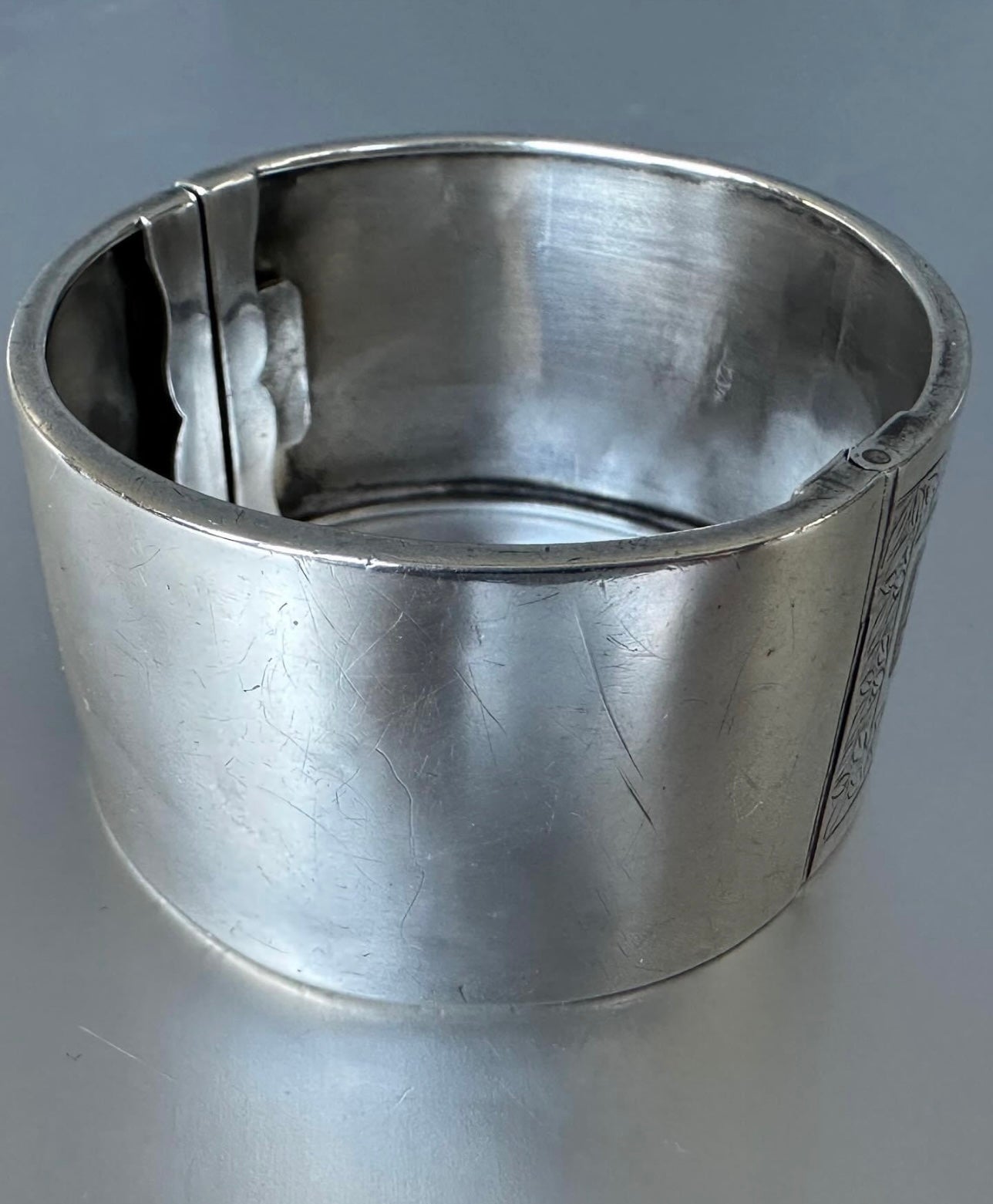 Large Silver Victorian Aesthetic Movement Bangle