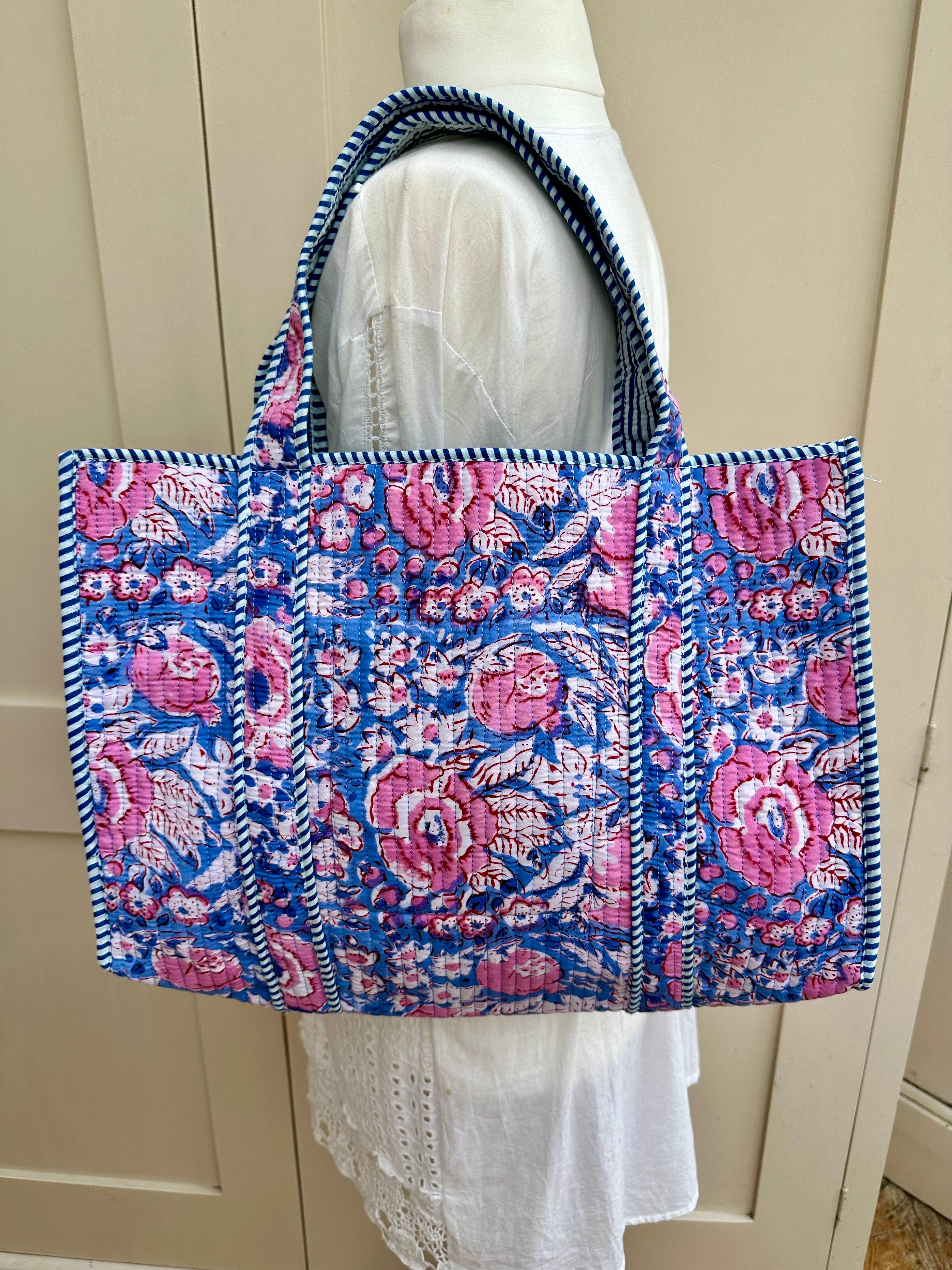 Blue and Pink Rose Oriana Bag