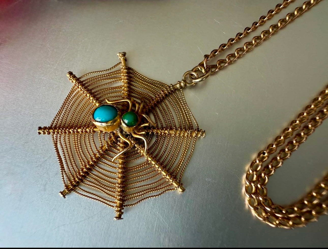 Edwardian Spider and Web pendant and chain