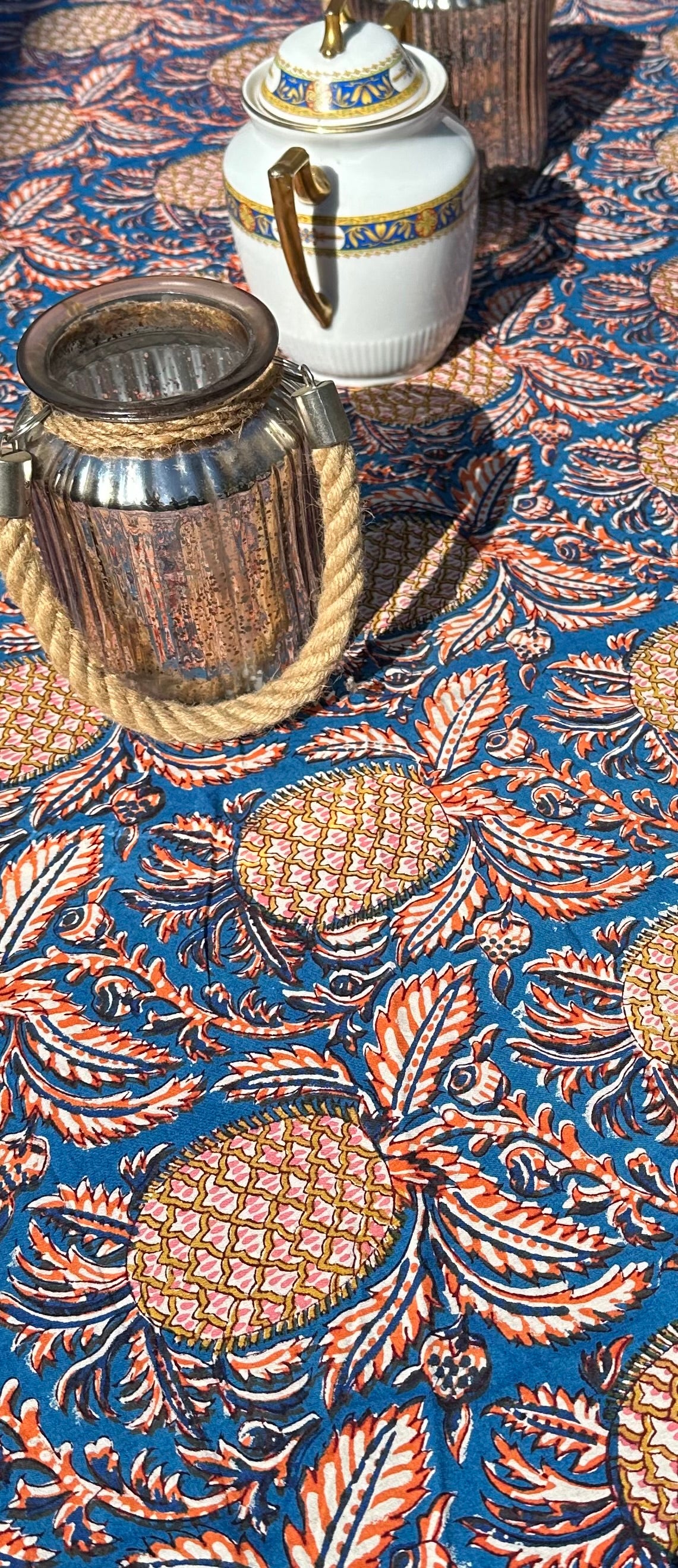 Anokhi Blue Pineapple Tablecloth