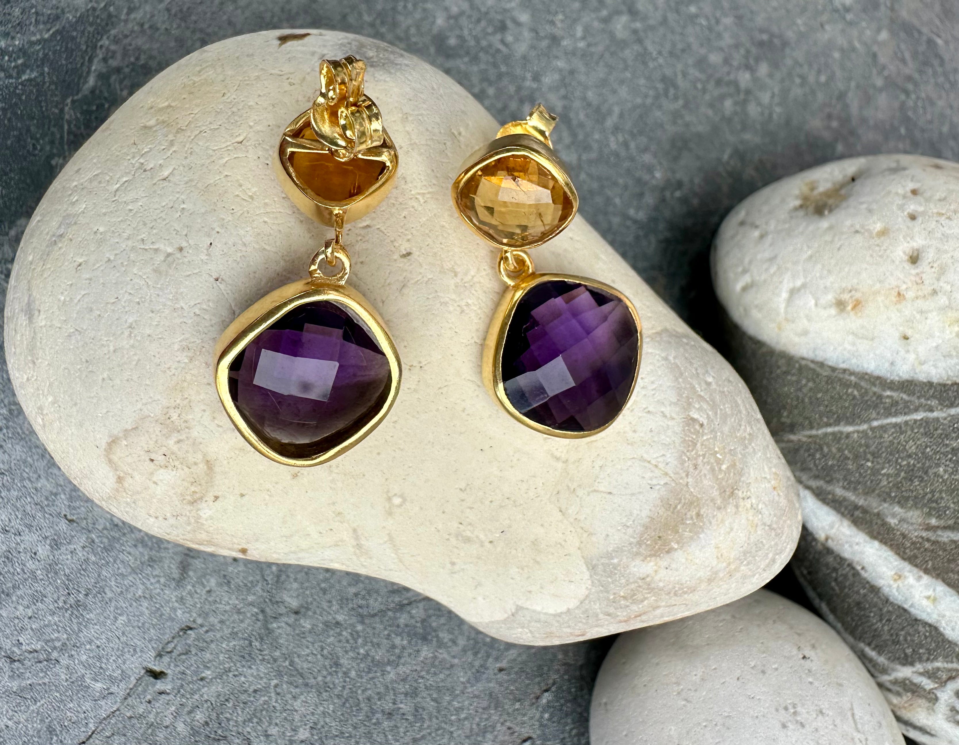 Citrine and Amethyst Delilah Earrings