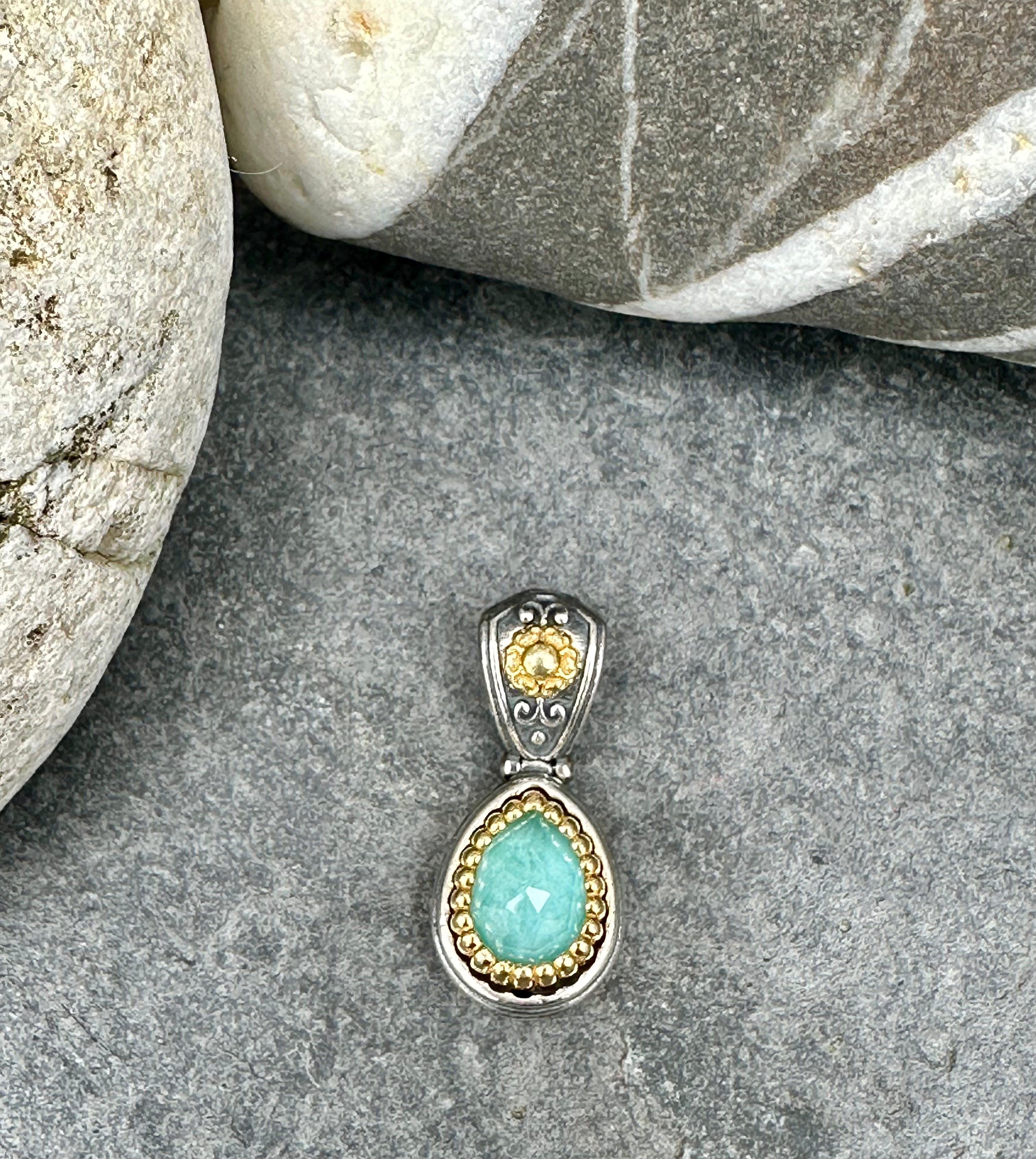 Turquoise Doublet and Silver Pendant