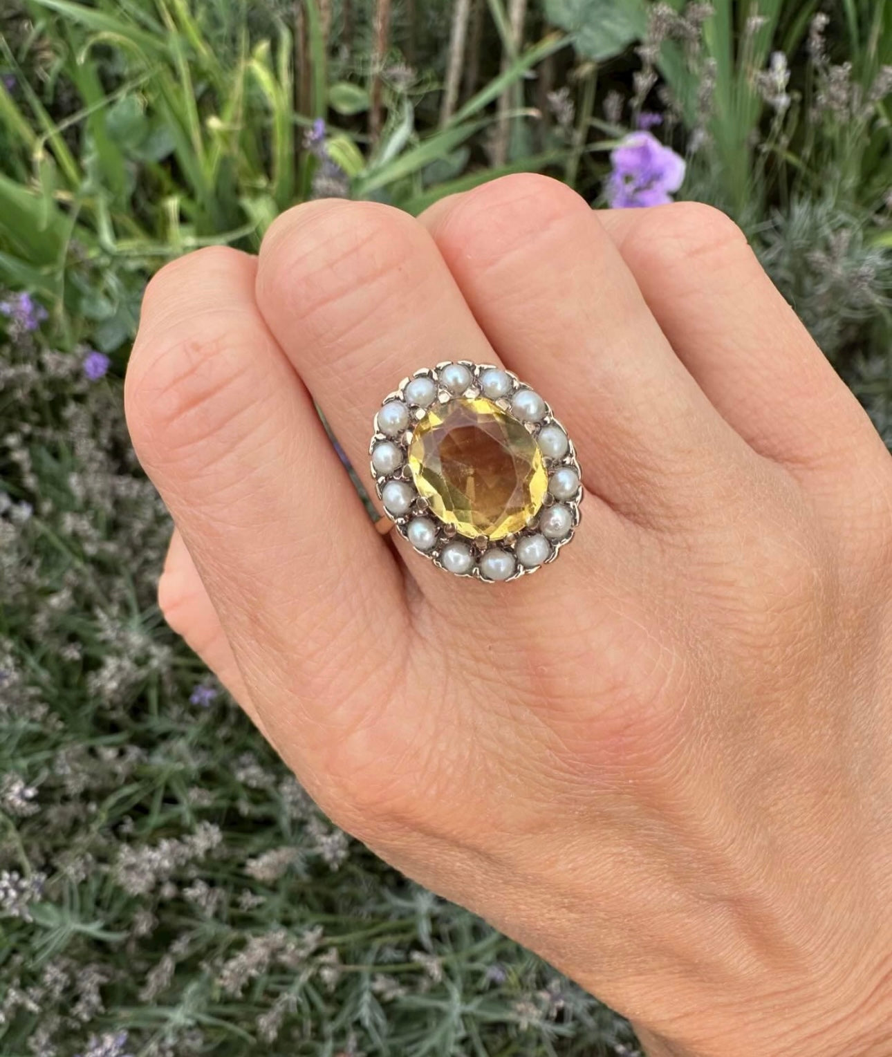 Citrine and Pearl Dress Ring