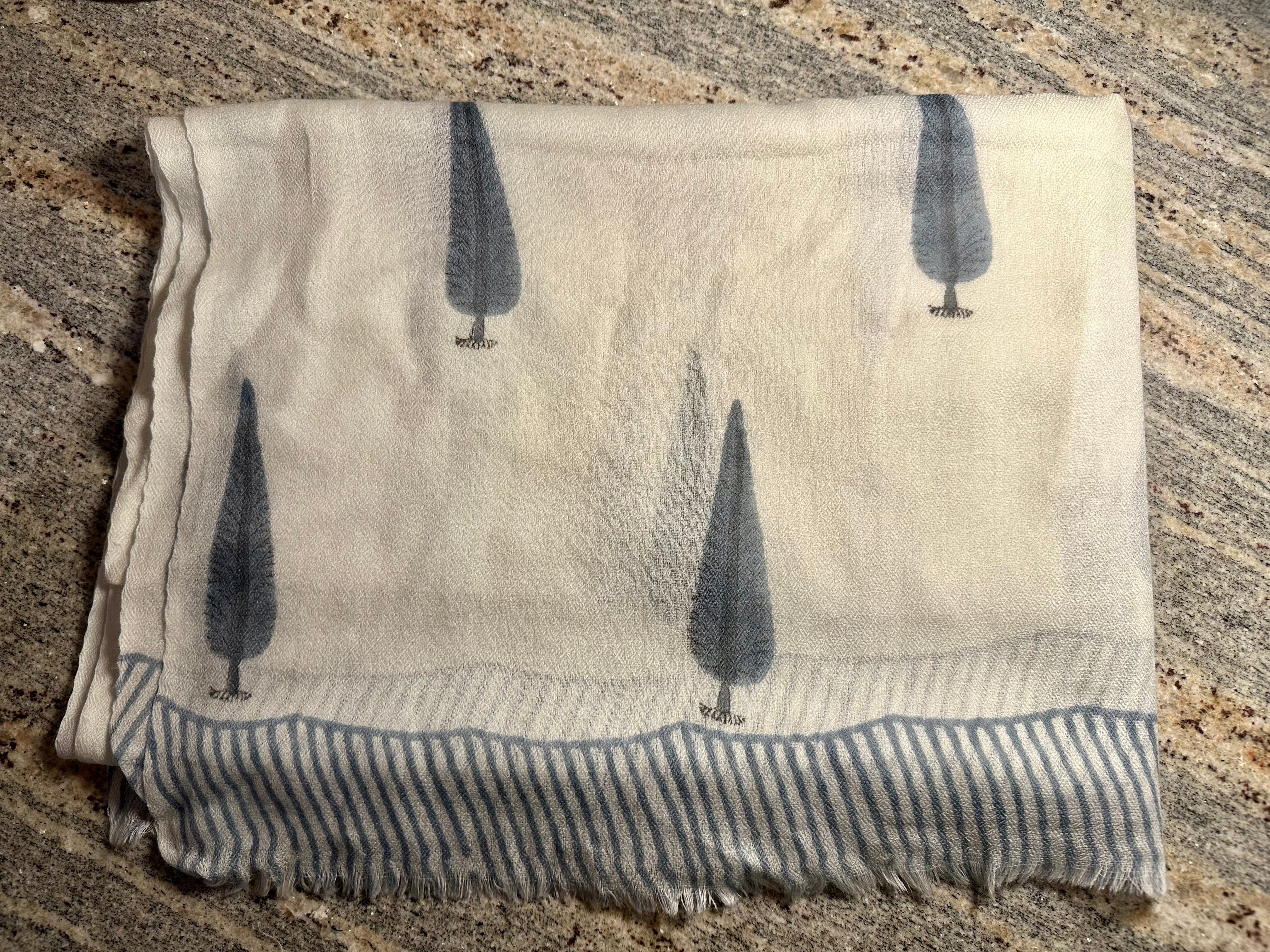 Smoky Blue Cypress Pashmina Shawl