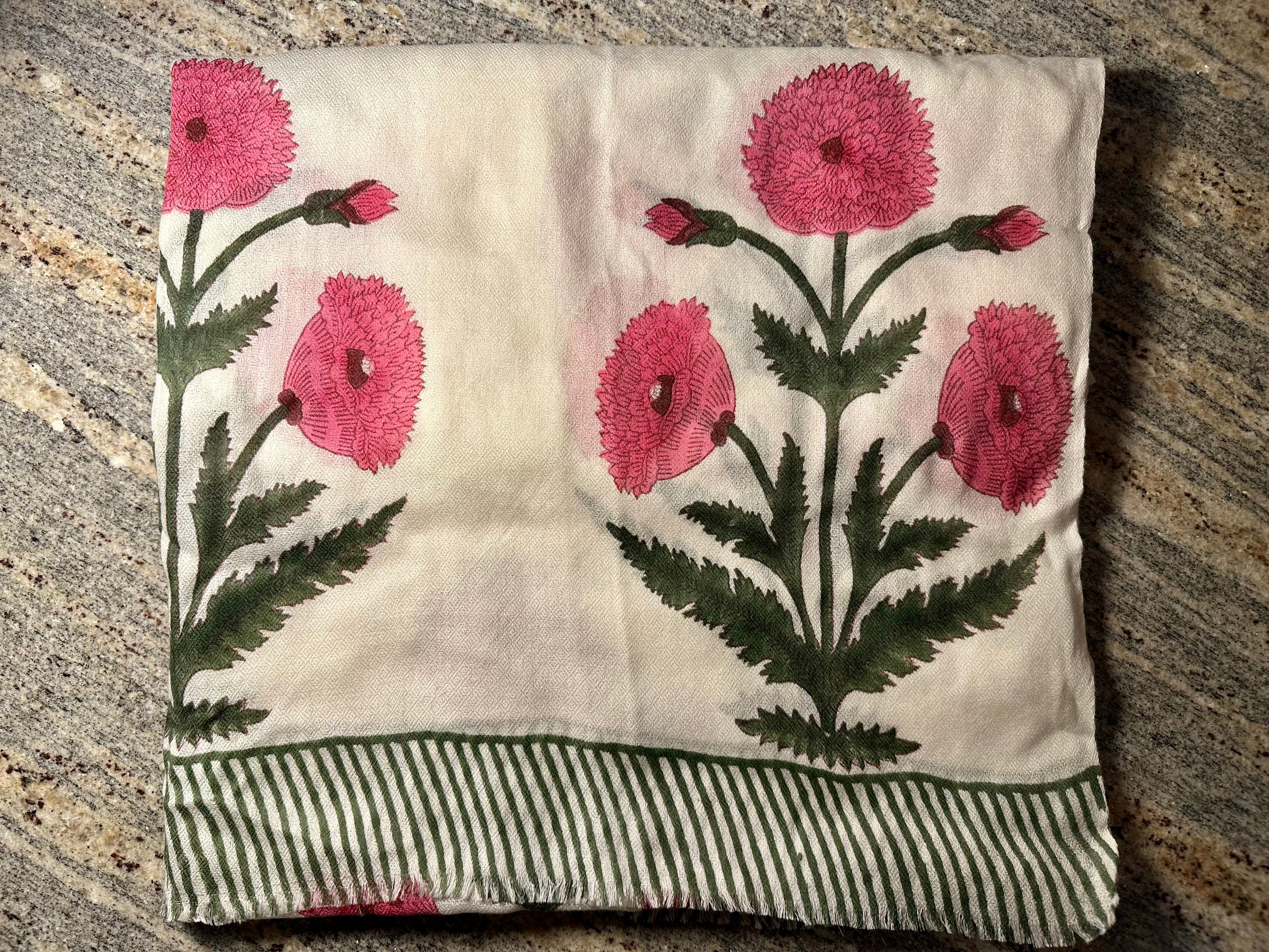 Pink Oleander Pashmina Shawl