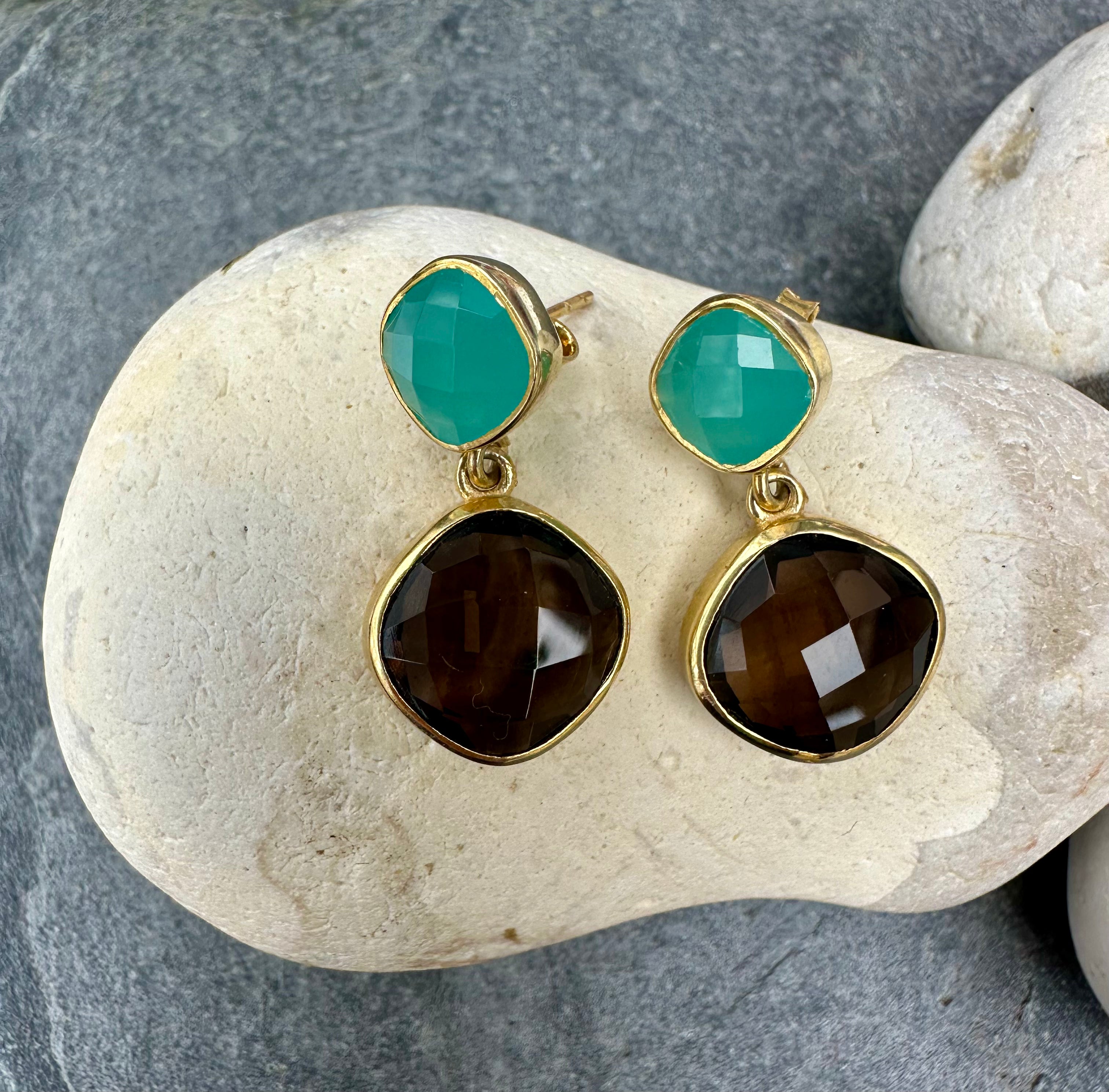 Blue Chalcedony and Smoky Quartz Delilah Earrings