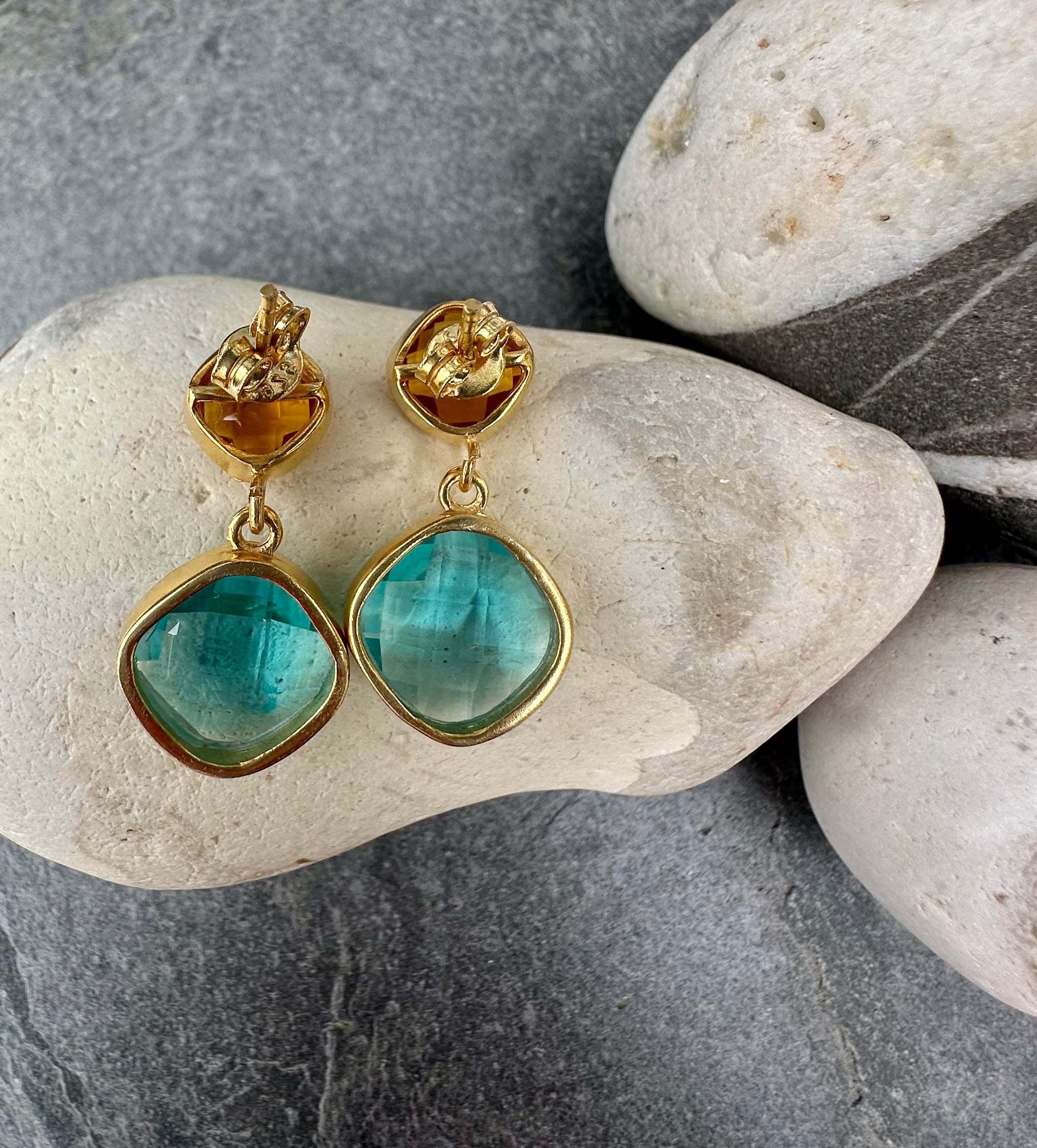 Blue Topaz and Citrine Delilah Earrings