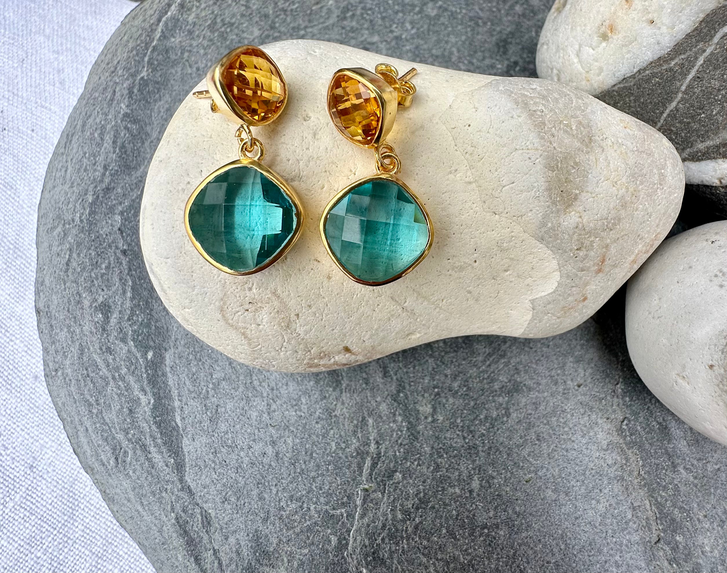 Blue Topaz and Citrine Delilah Earrings
