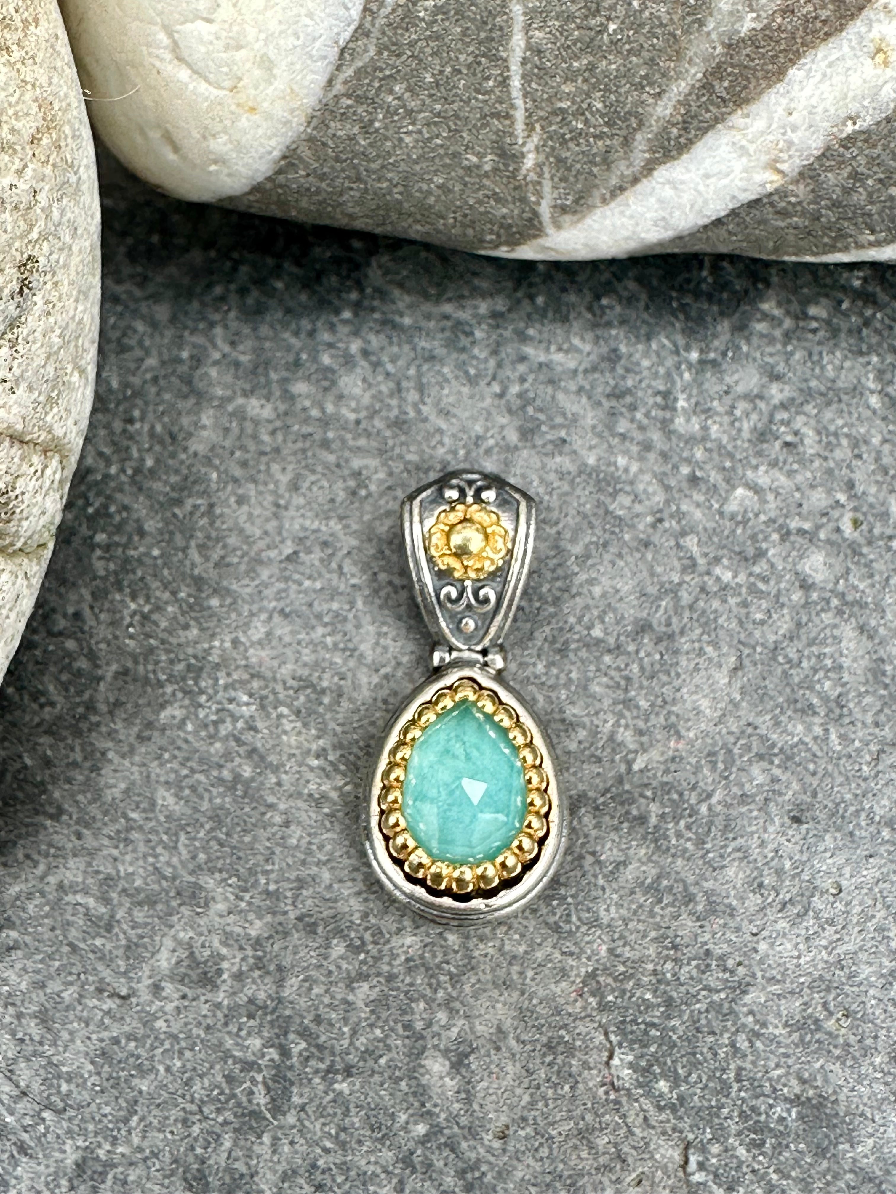 Turquoise Doublet and Silver Pendant