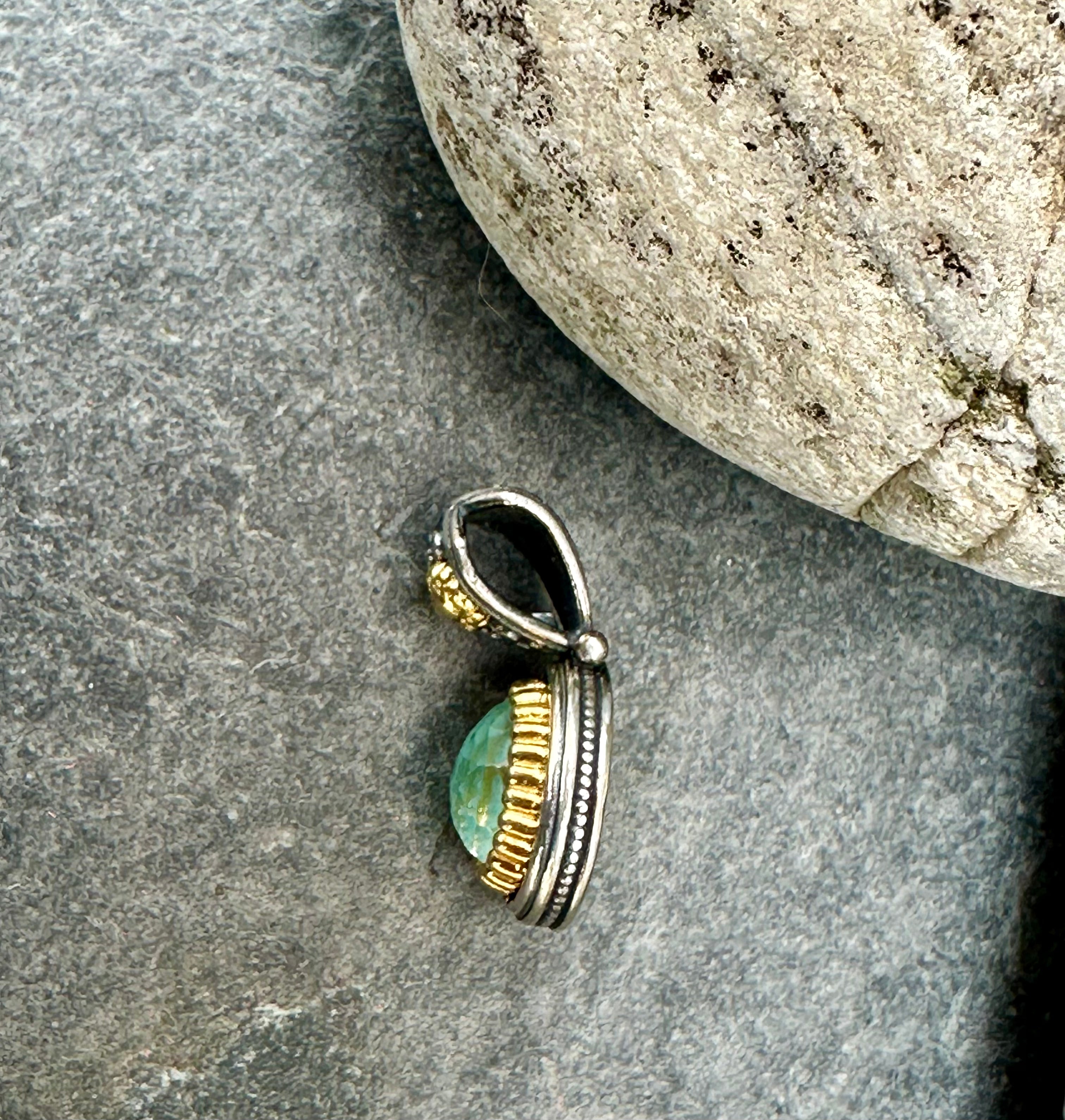 Turquoise Doublet and Silver Pendant