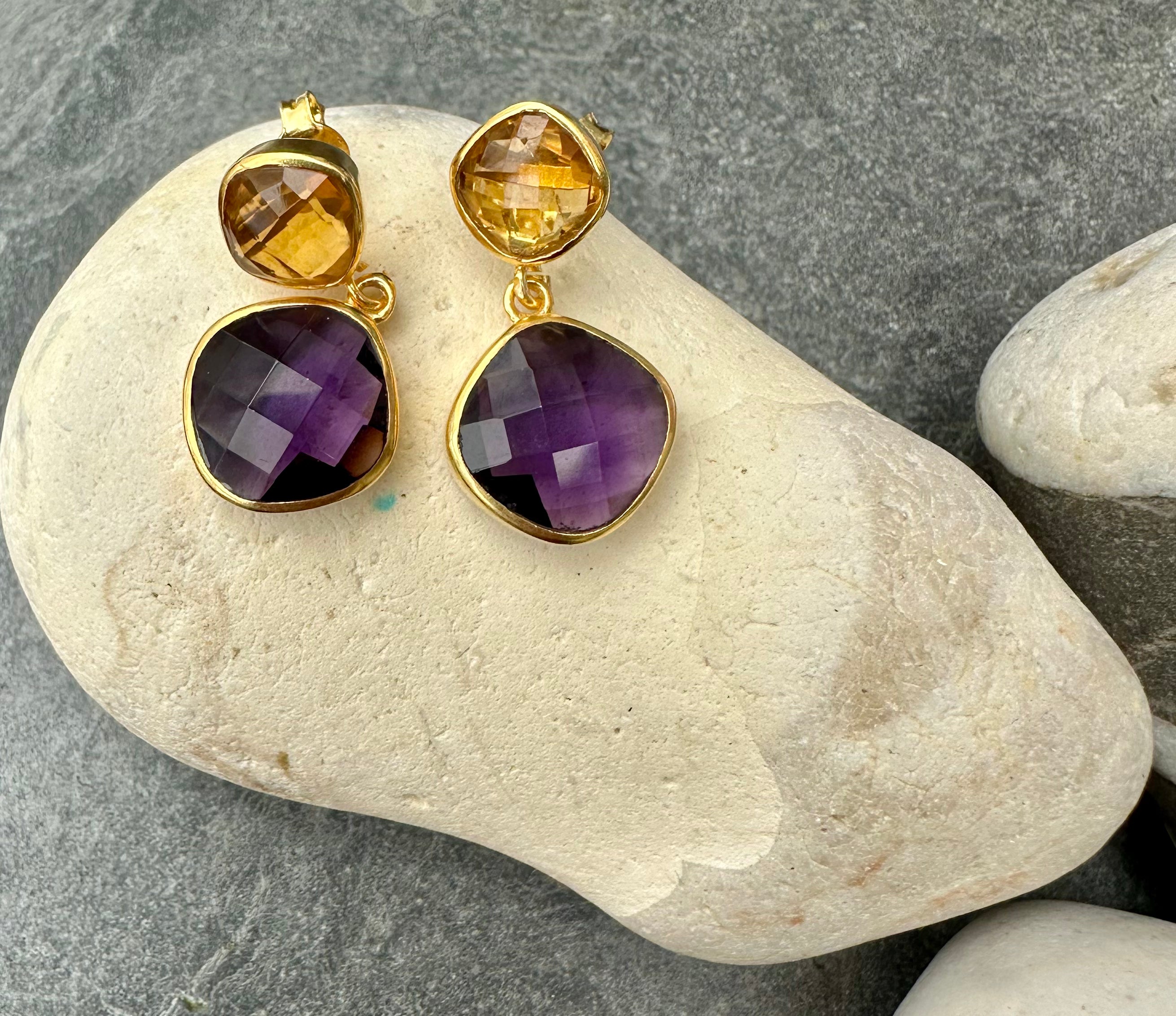 Citrine and Amethyst Delilah Earrings