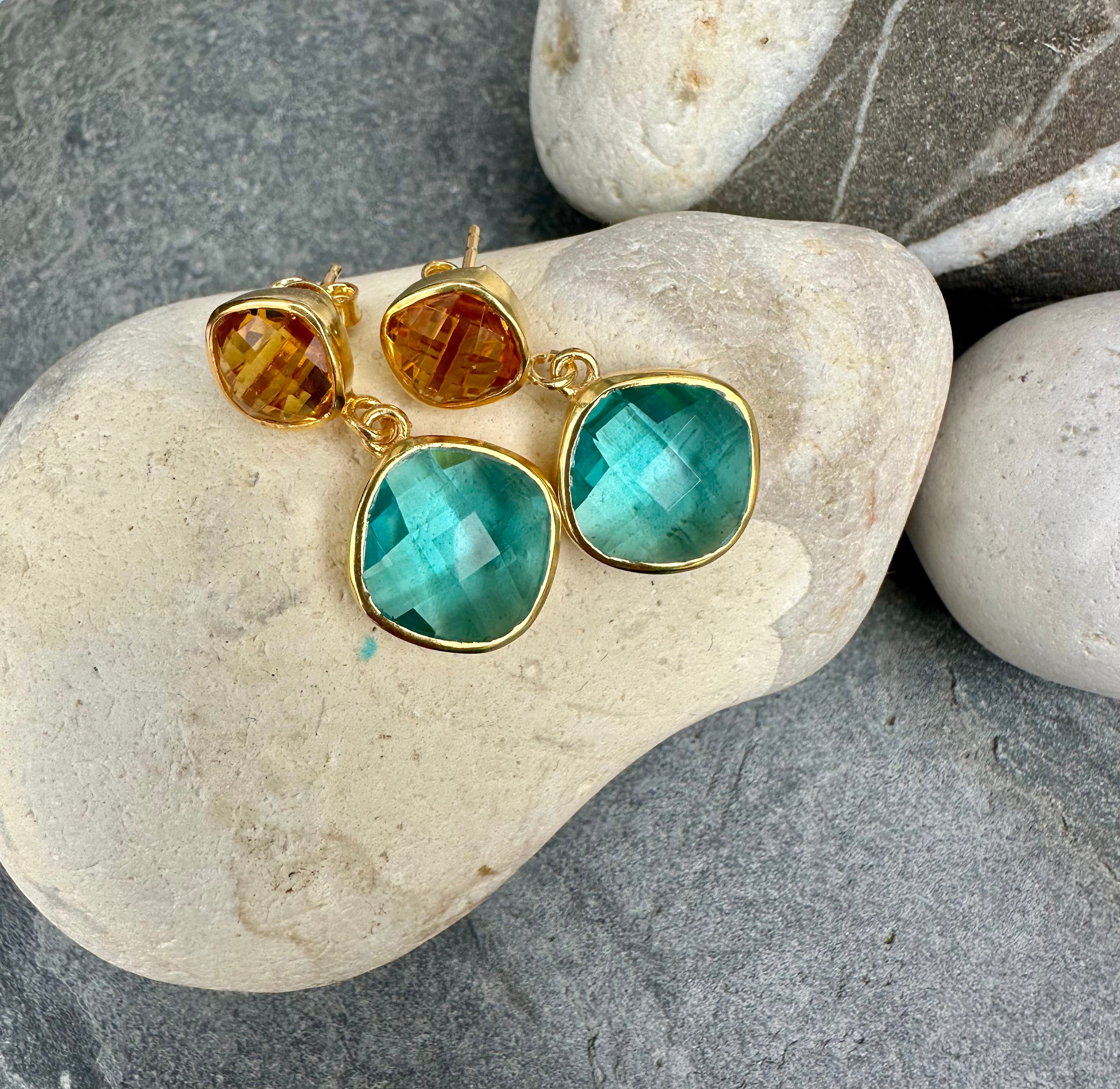 Blue Topaz and Citrine Delilah Earrings