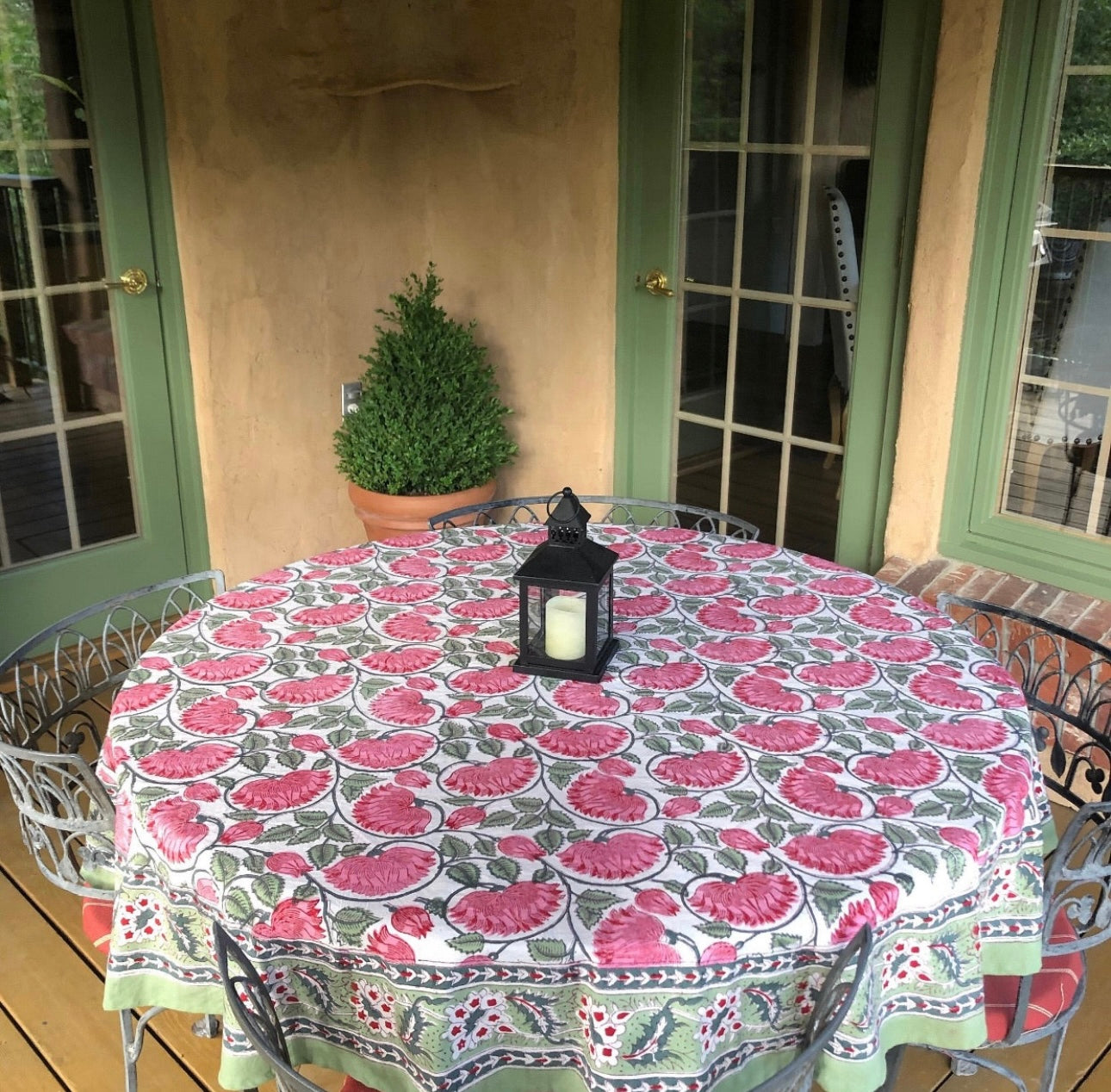 Wild Bazaar Pink and White Tuscany Tablecloth
