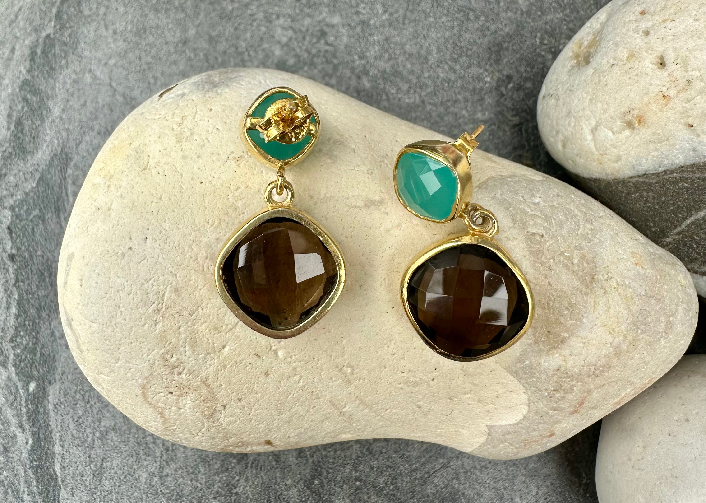 Blue Chalcedony and Smoky Quartz Delilah Earrings