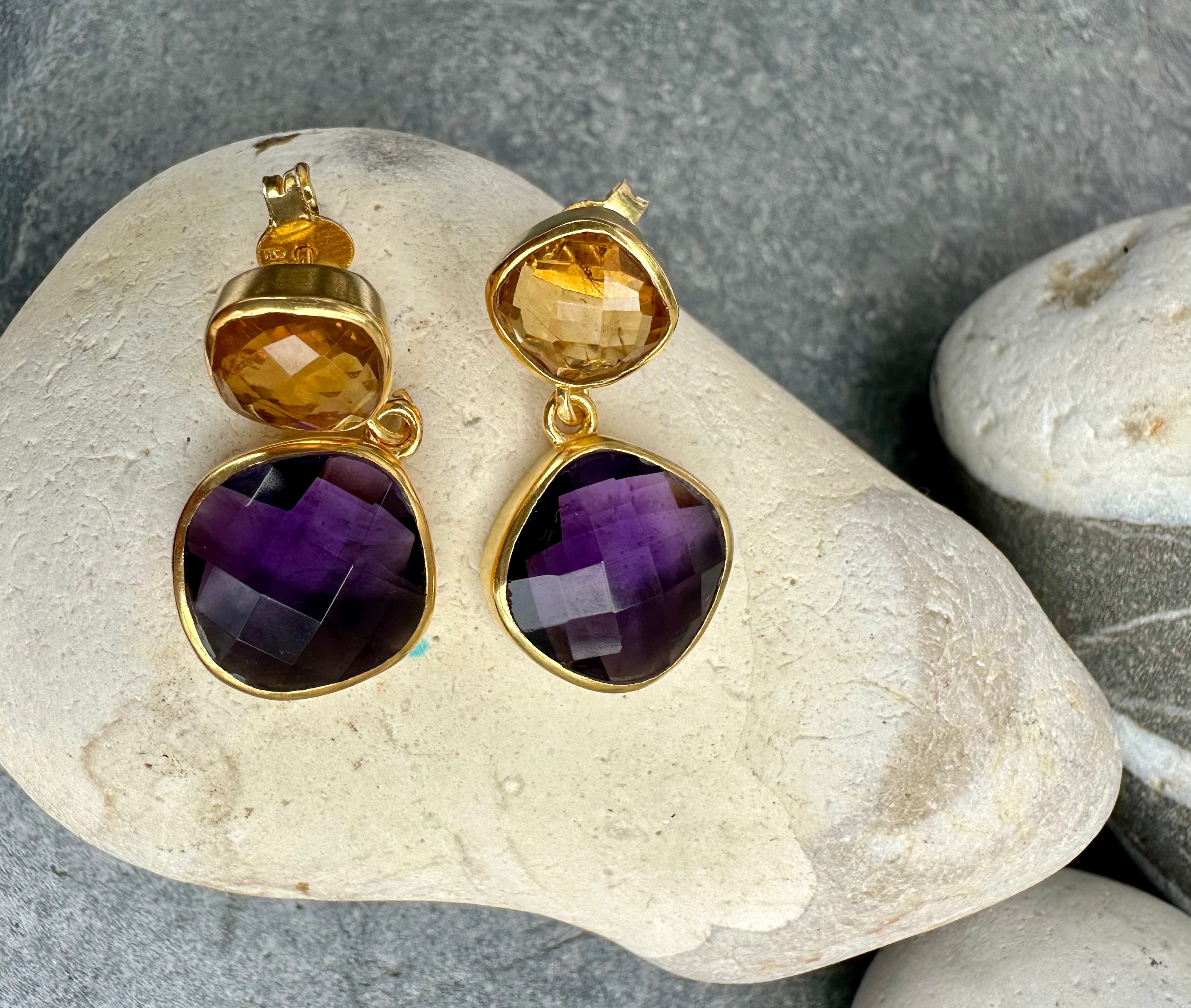 Citrine and Amethyst Delilah Earrings