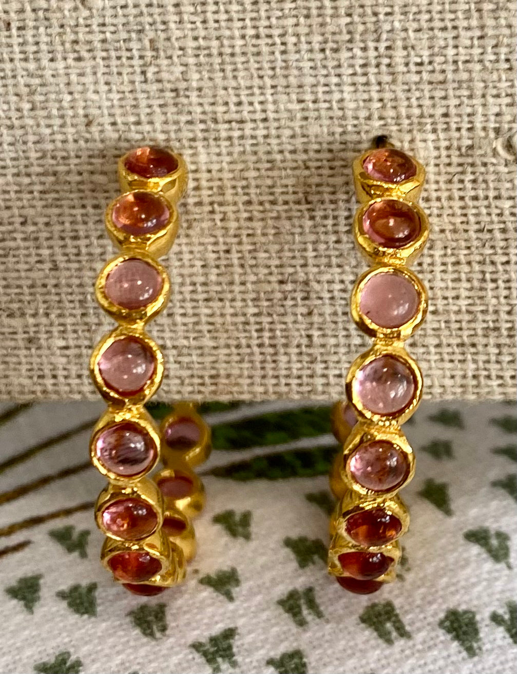 Pink Quartz Gypsy Hoop Earrings