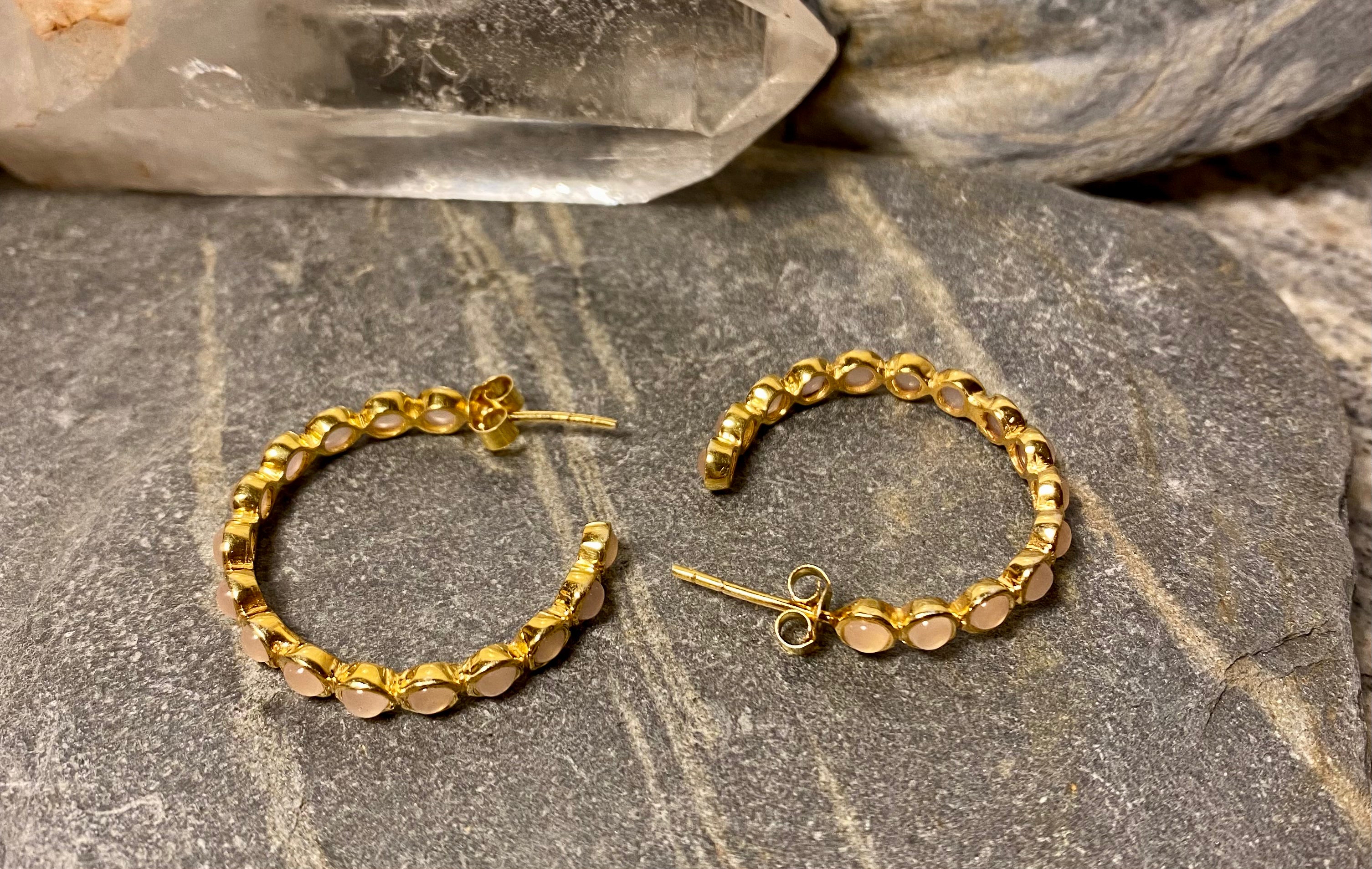 Rose Quartz Gypsy Hoop Earrings