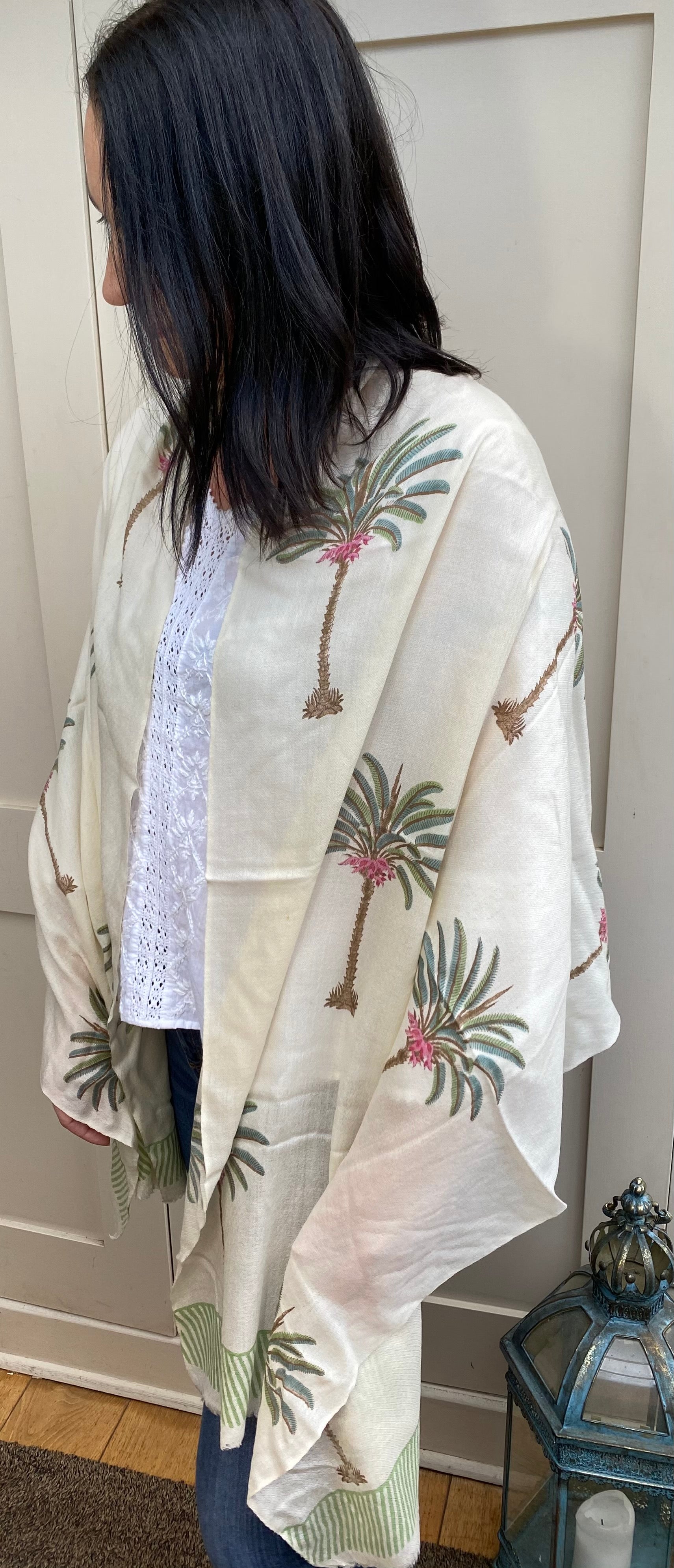 Green Palms Pashmina Shawl
