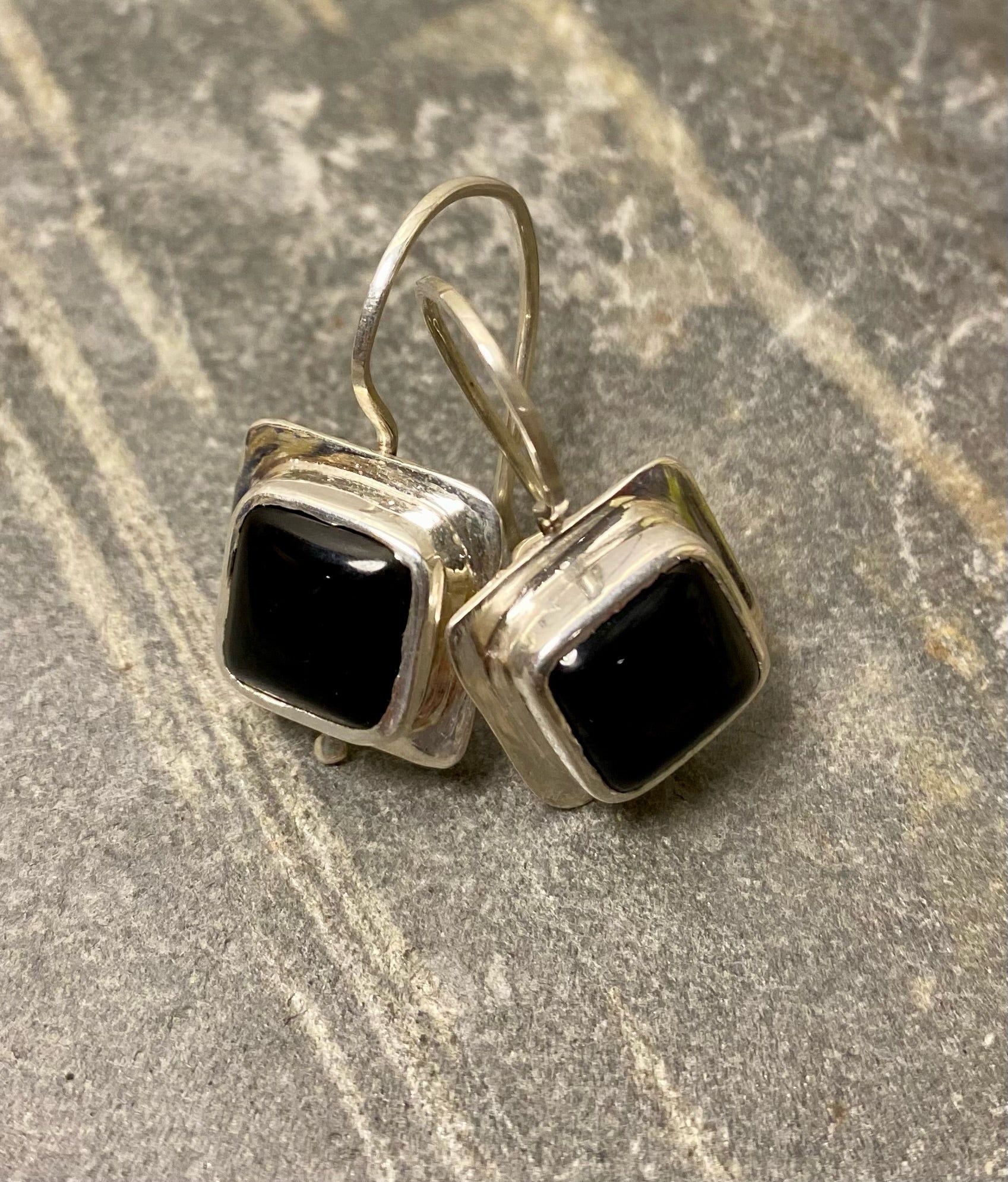 Black Onyx and Silver Earrings