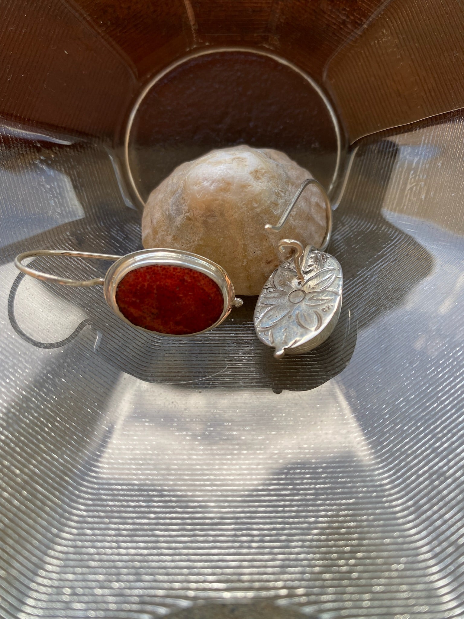 Desert Coral and Silver Earrings