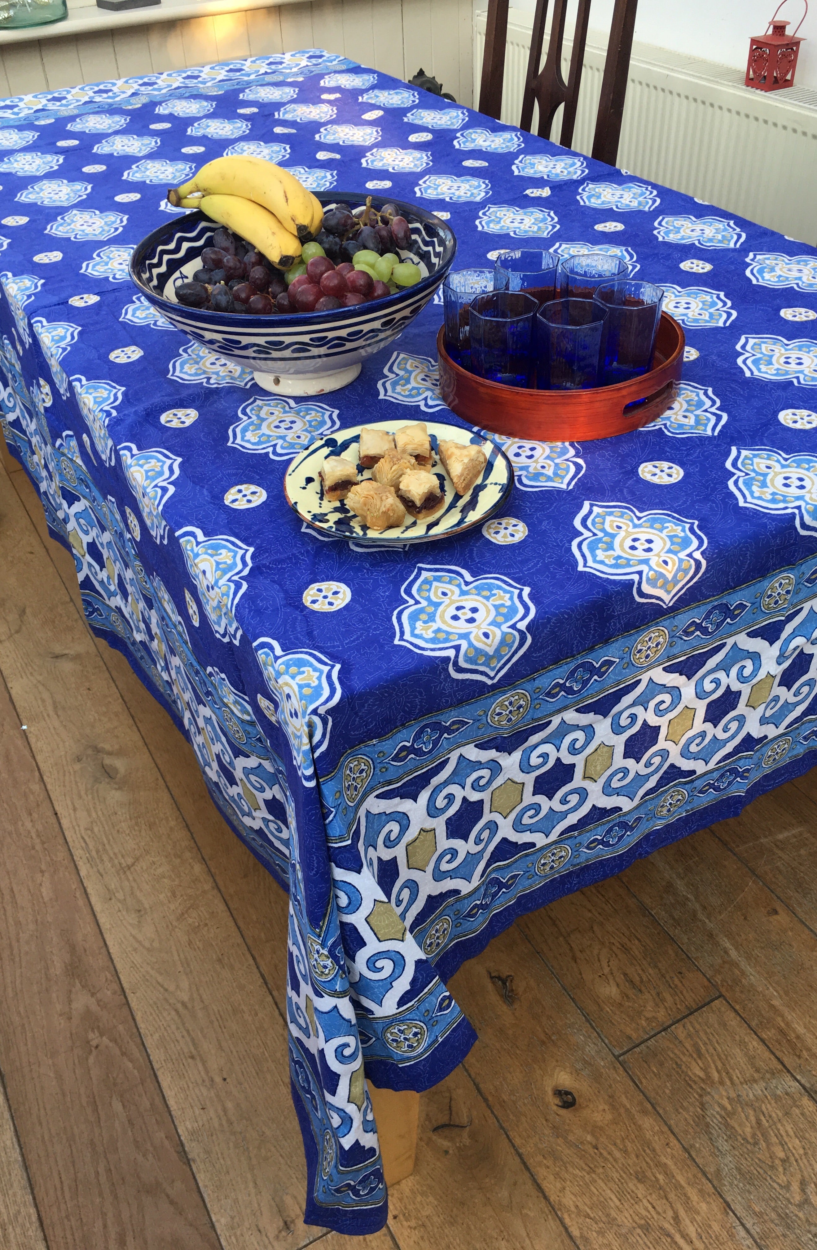 Blue Marrakesh Tablecloth