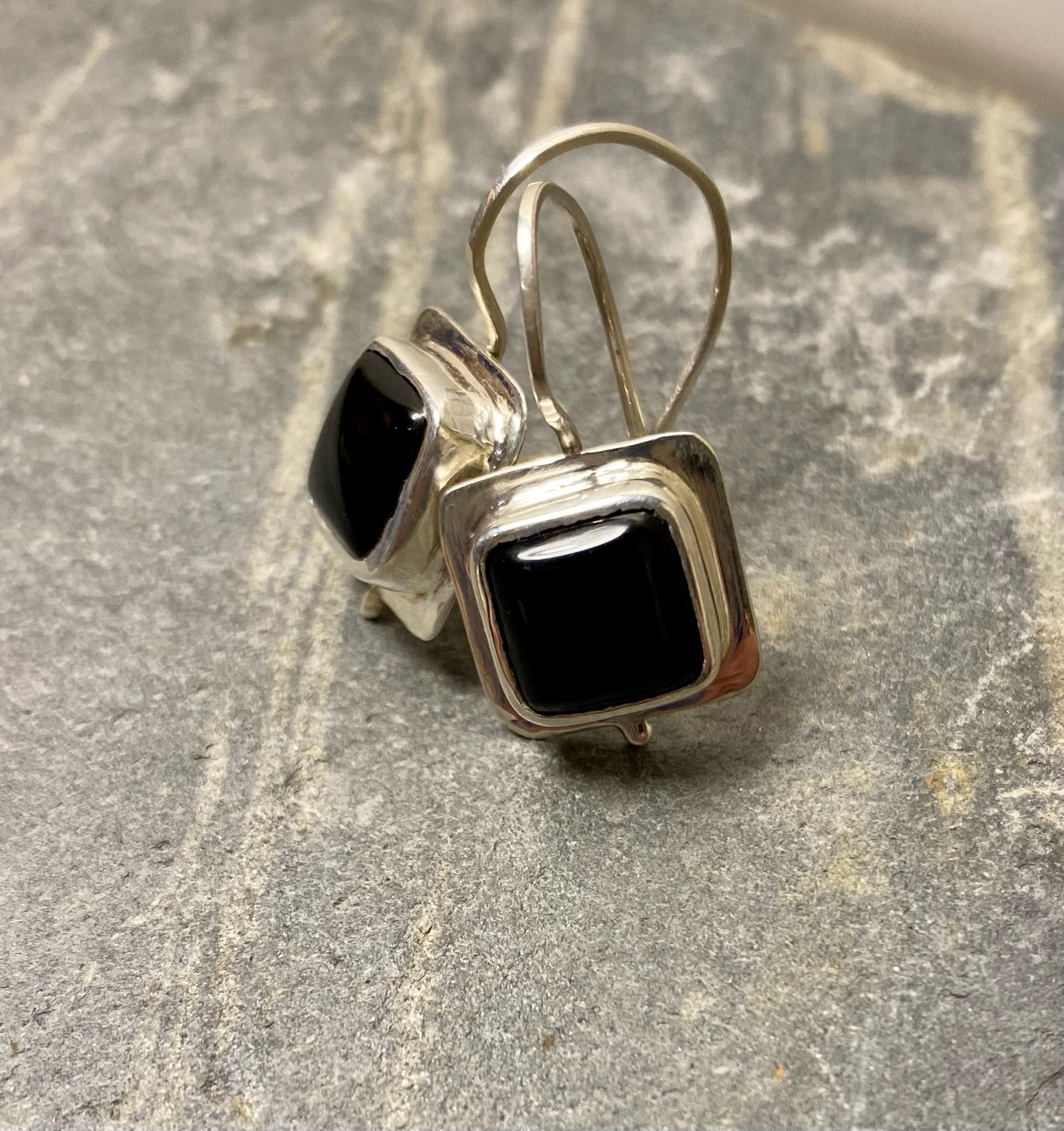 Black Onyx and Silver Earrings