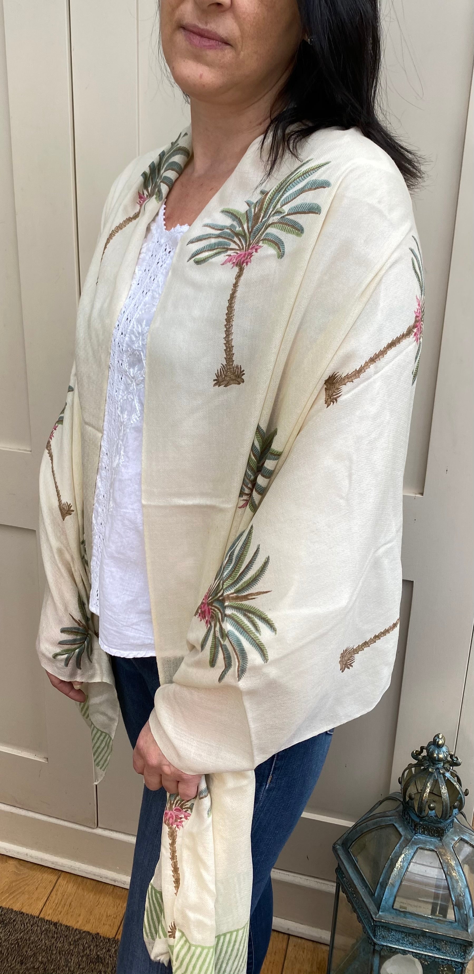Green Palms Pashmina Shawl