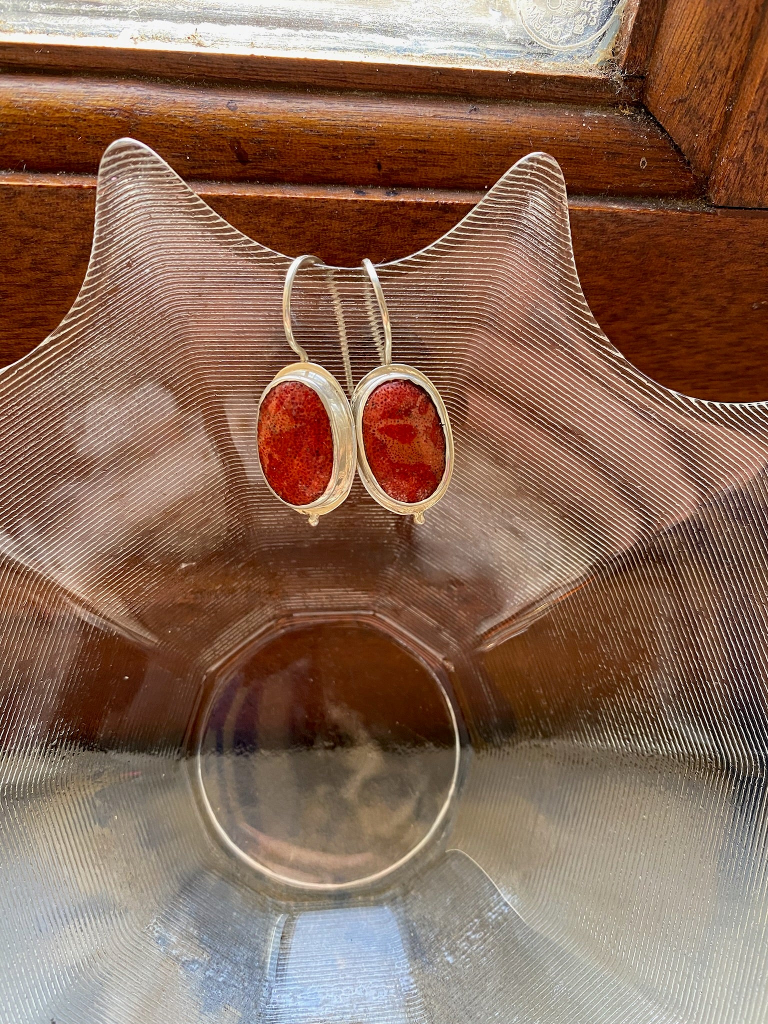Desert Coral and Silver Earrings