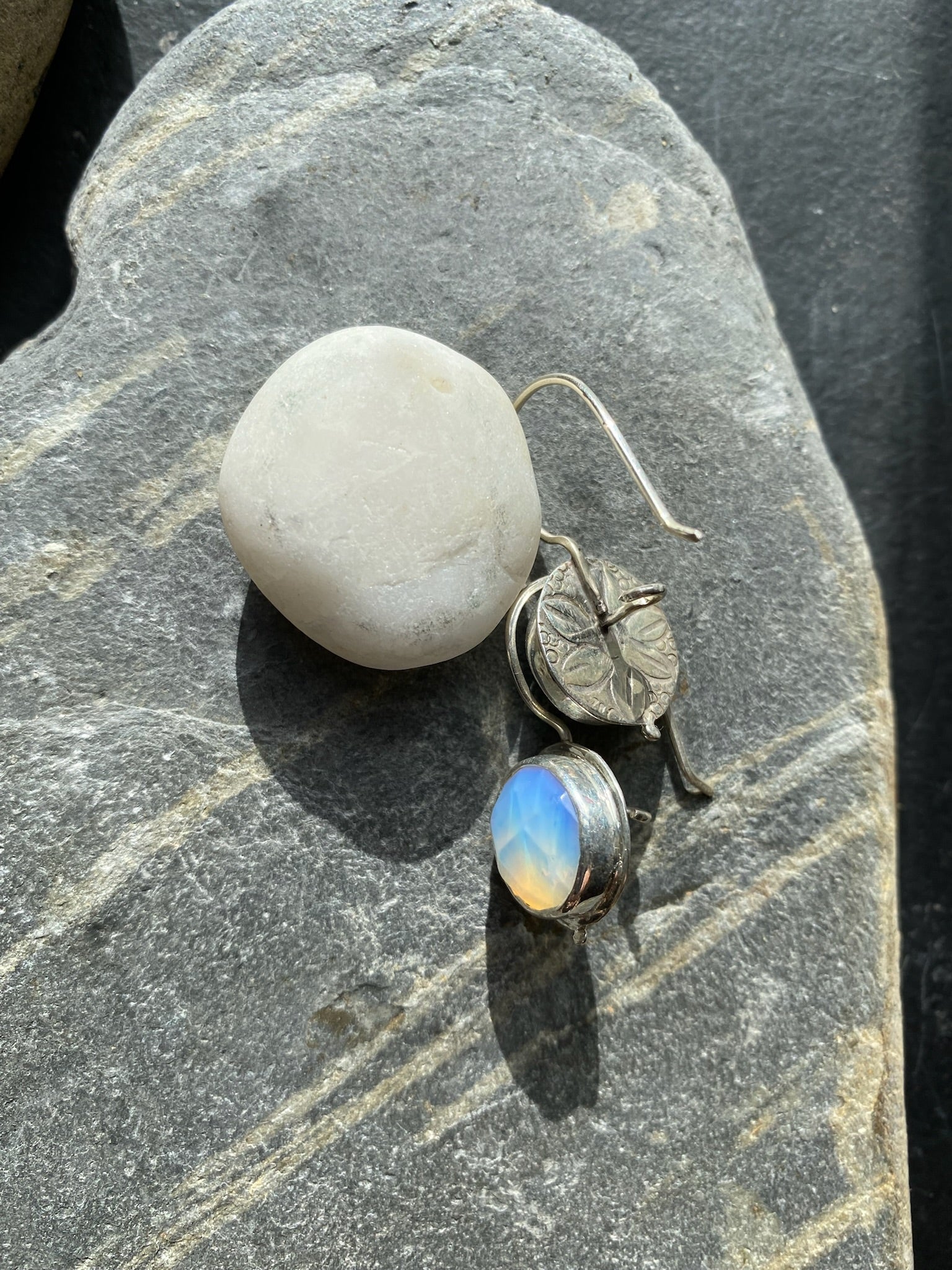 Rock Crystal and Silver Earrings