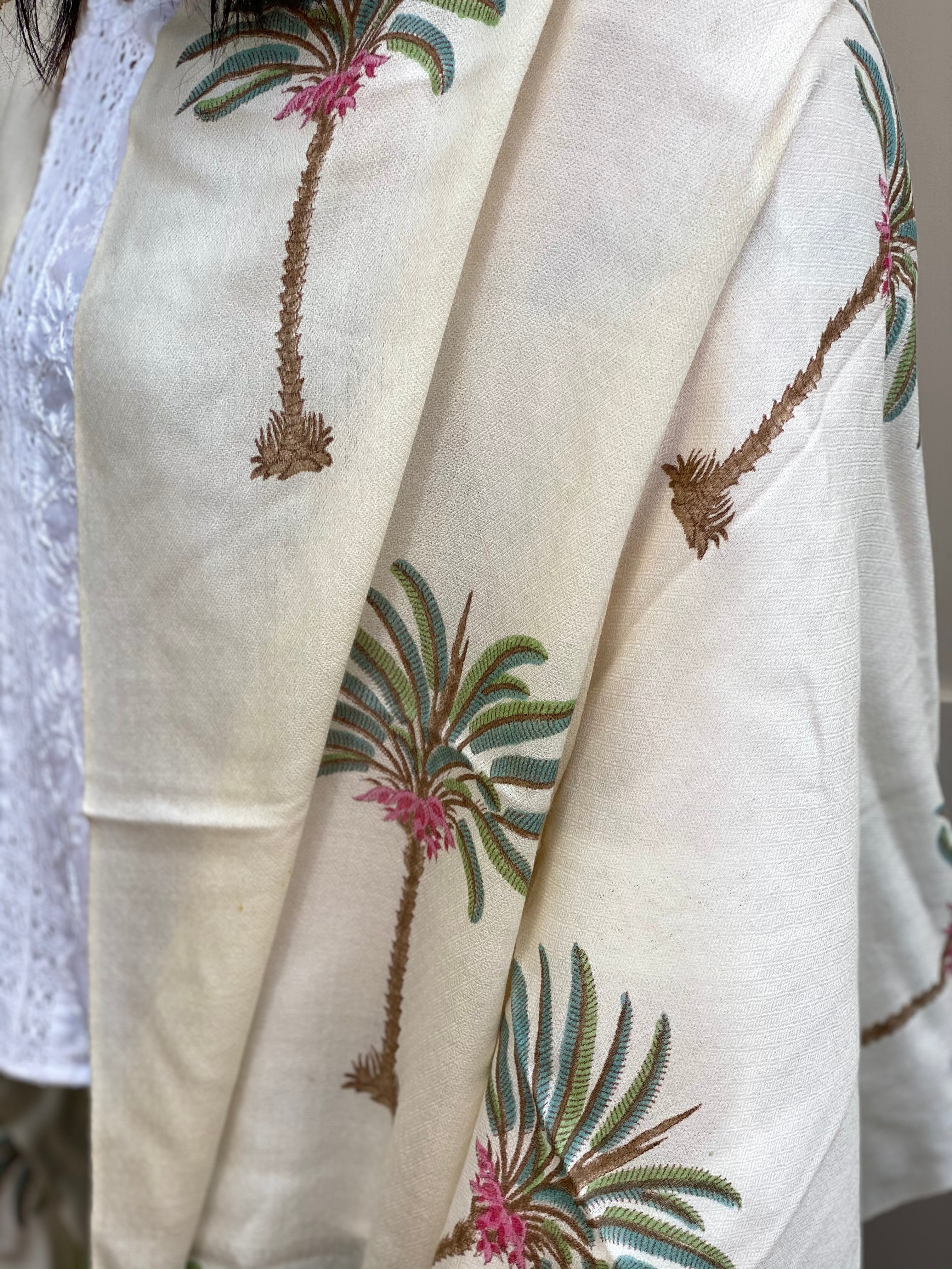 Green Palms Pashmina Shawl