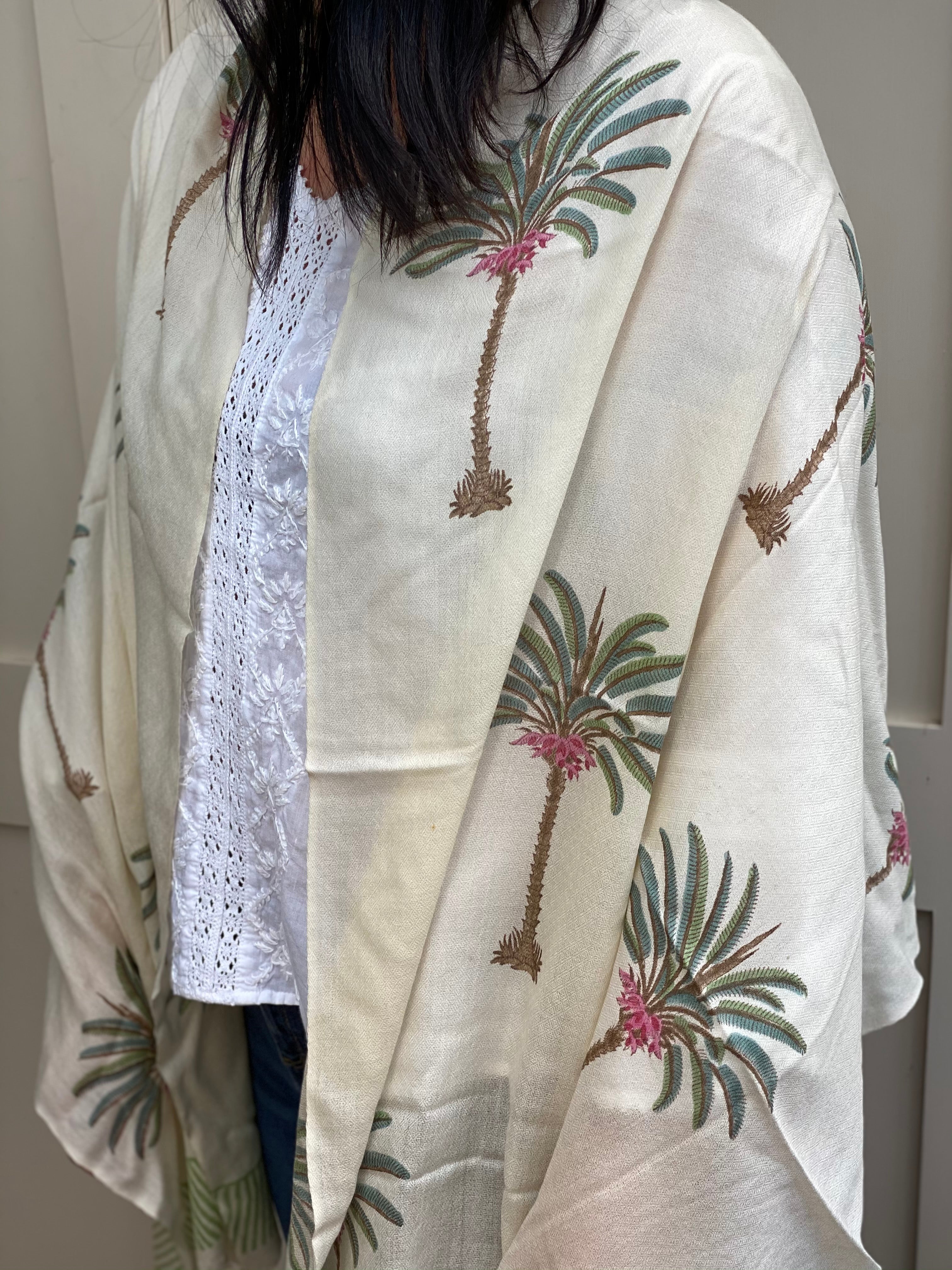 Green Palms Pashmina Shawl