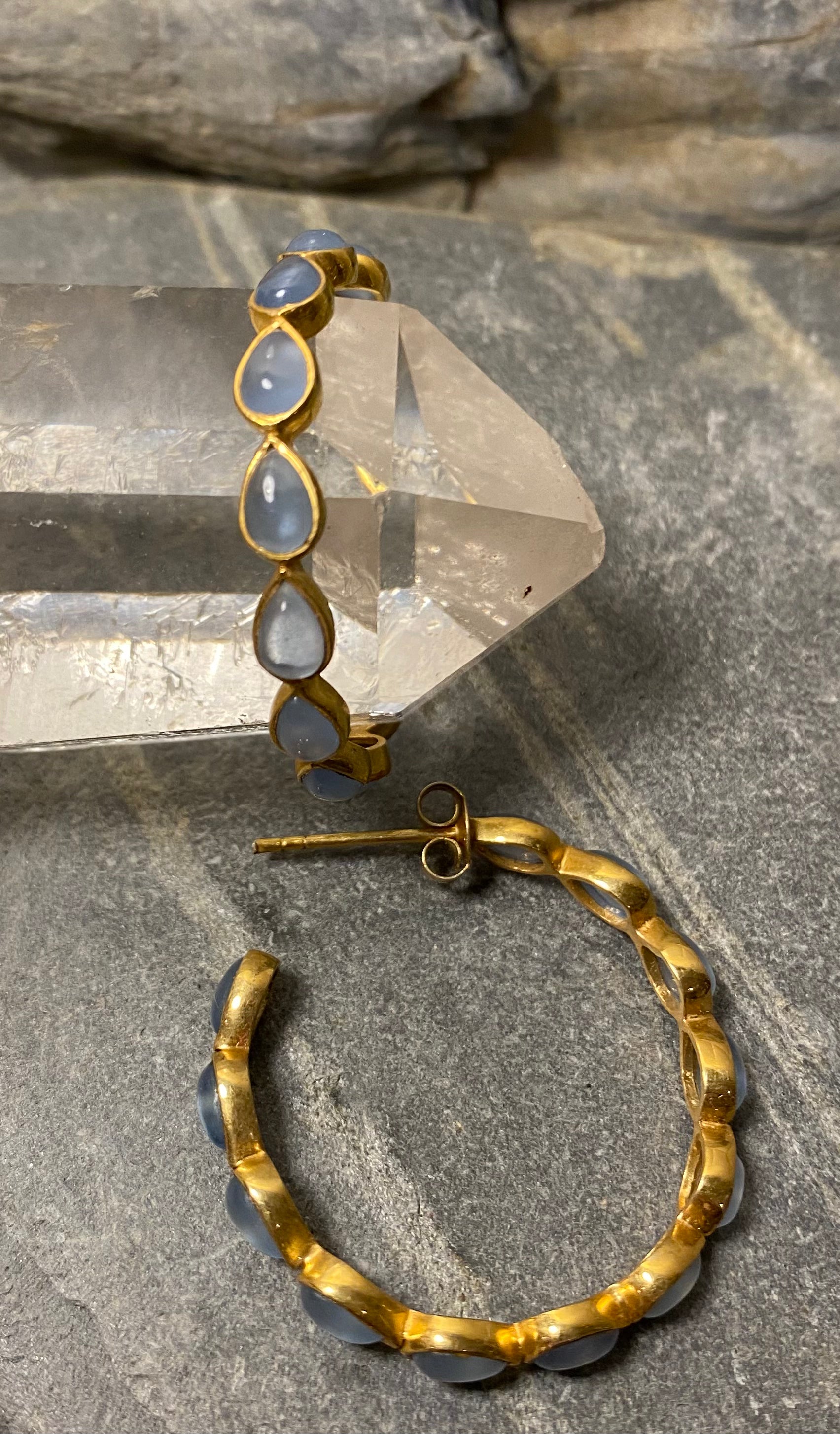 Grey Oval Hoop Earrings