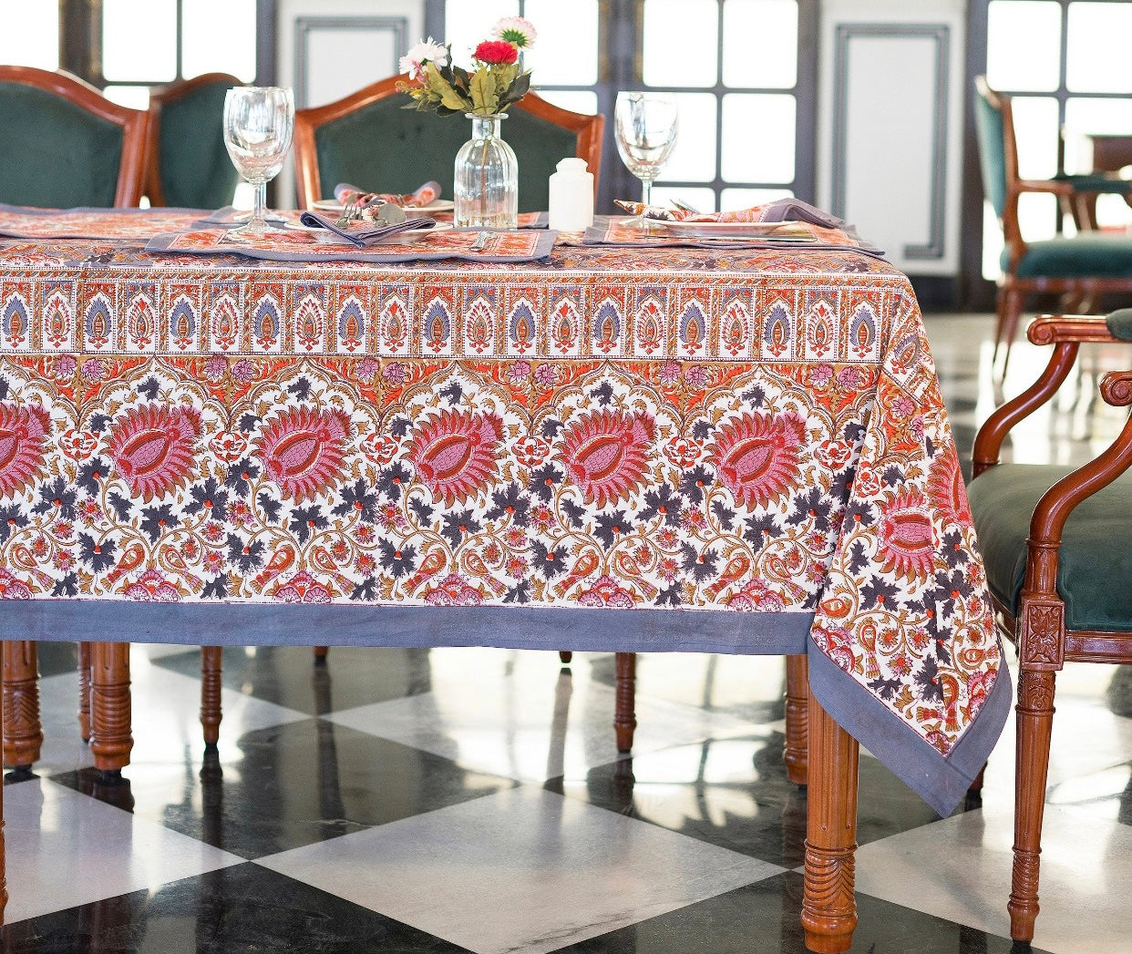 Wild Bazaar Roma Grey Tablecloth