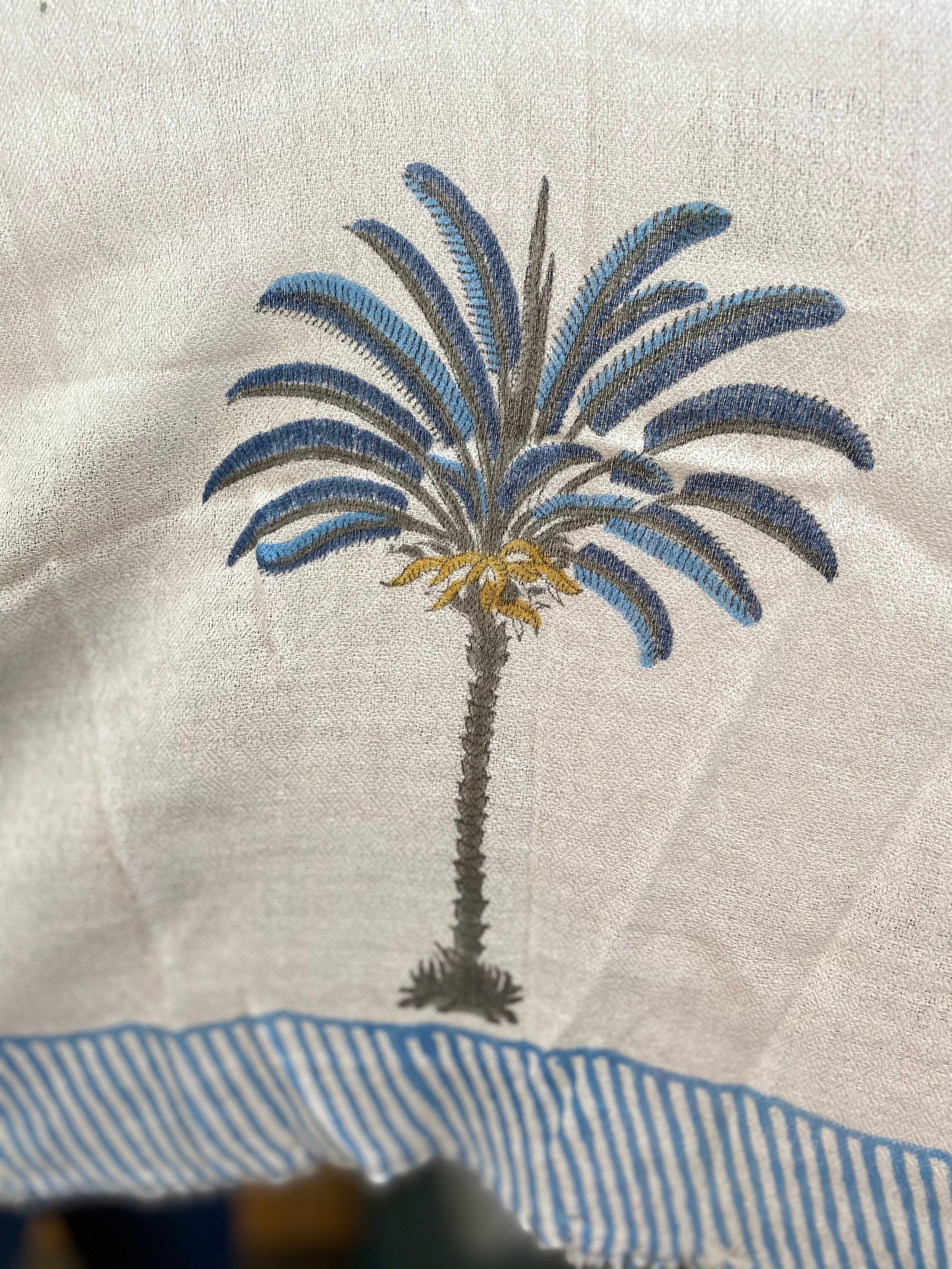 Blue Palms Pashmina Shawl
