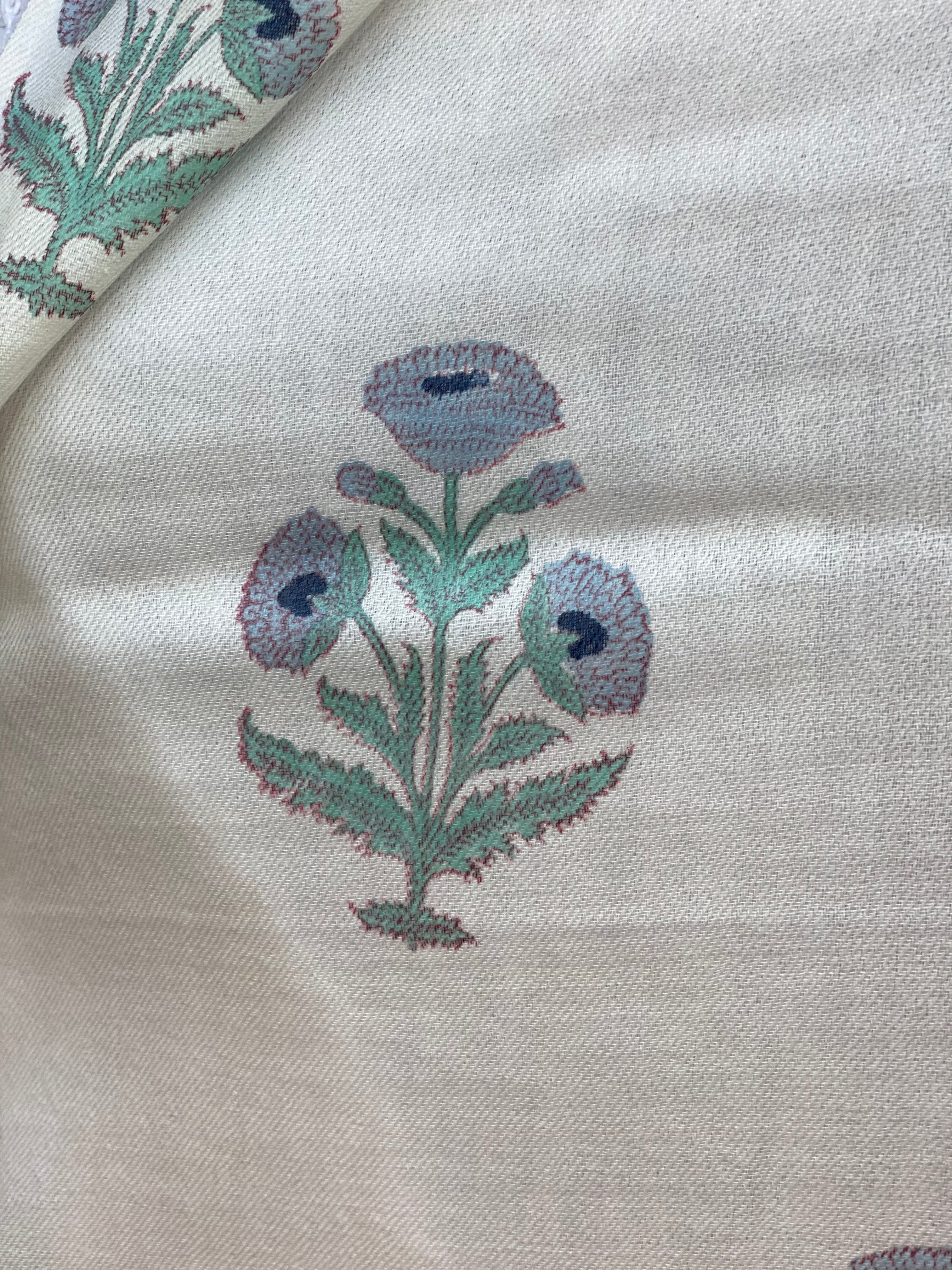 Blue Carnation Pashmina Shawl