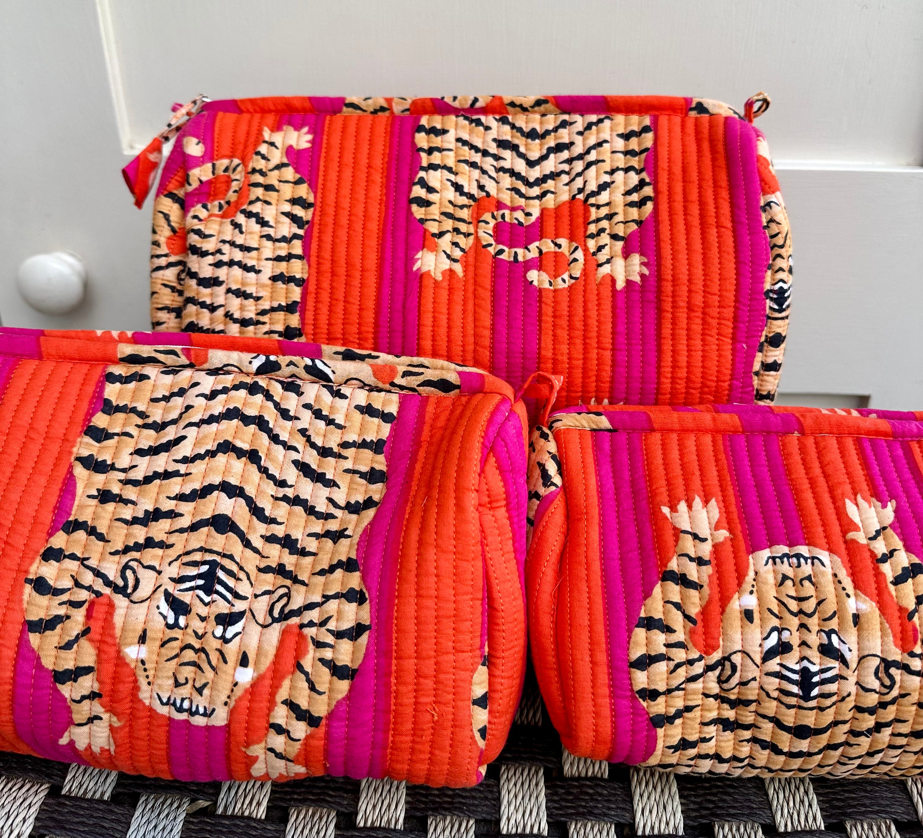 Pink and Orange Tiger Stripe Washbag