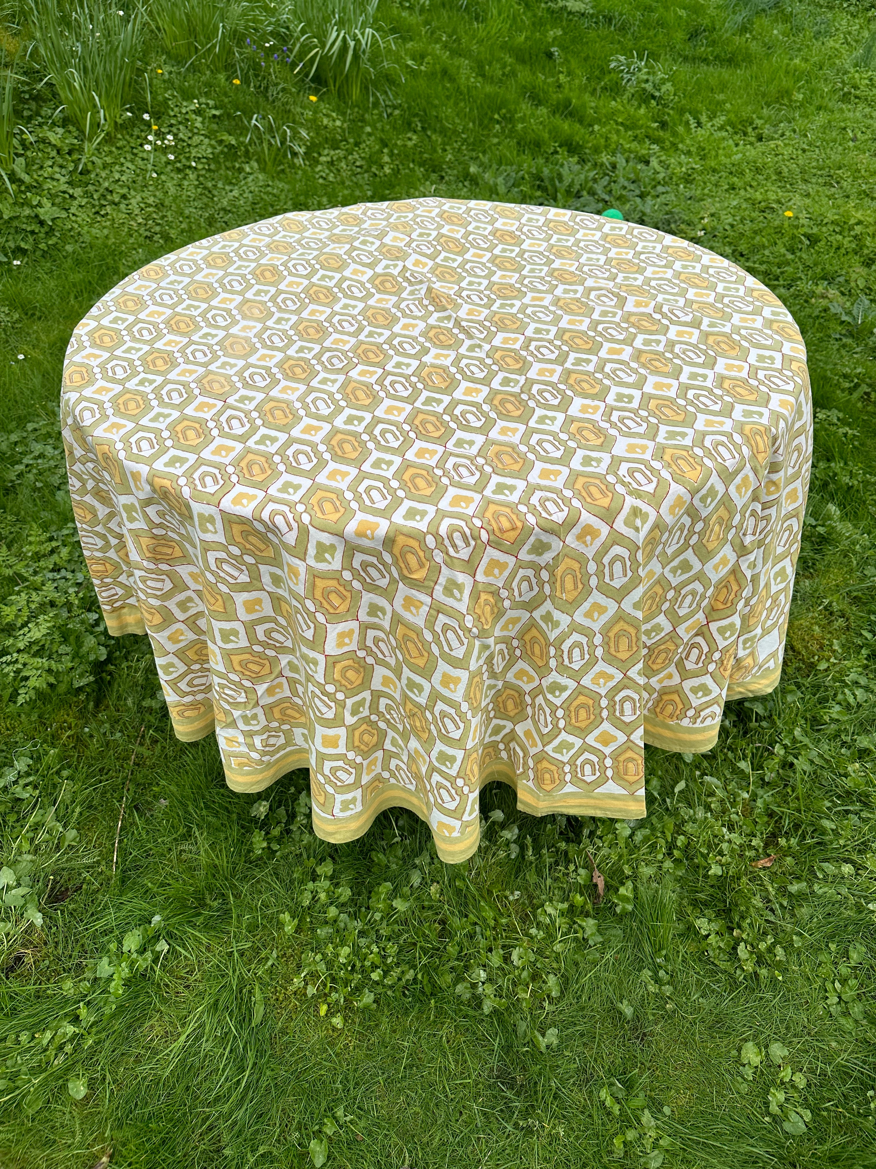 Olive Mughal Round Tablecloth