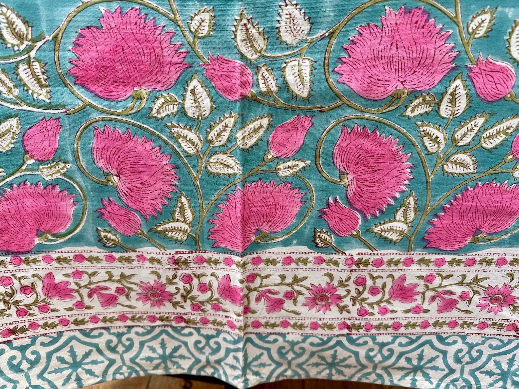 Fuchsia and Teal Tuscany Tablecloth